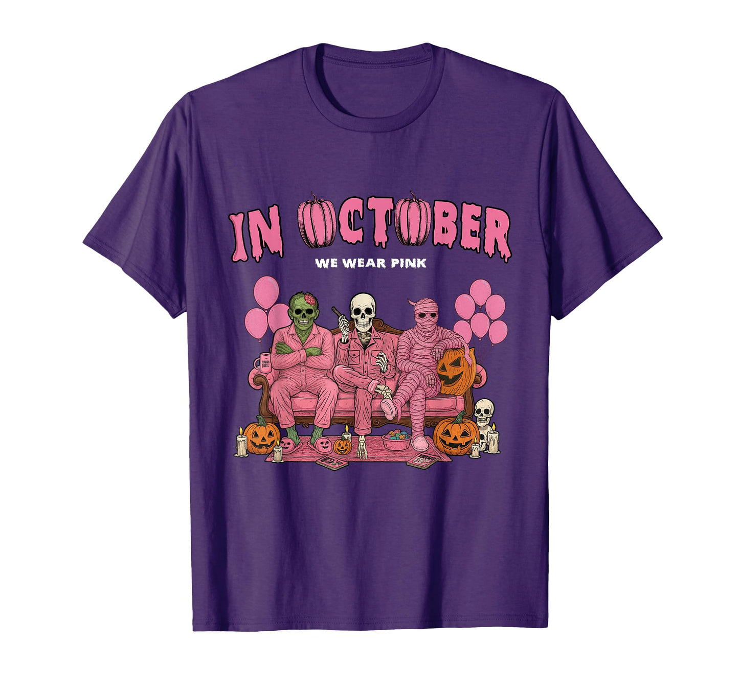 Horror Characters Halloween Funny Skeleton Slasher Couch T-Shirt