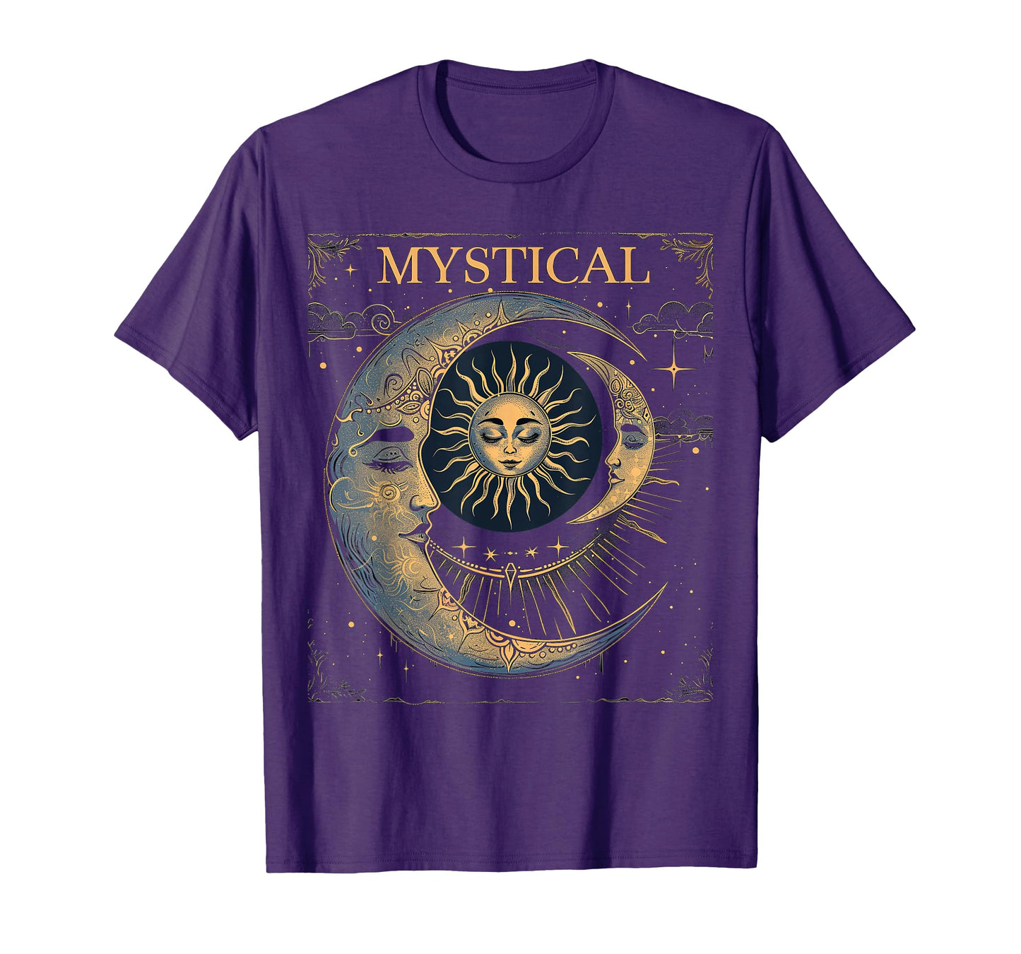 mystical sun and moon woman mystic flowers aesthetic T-Shirt