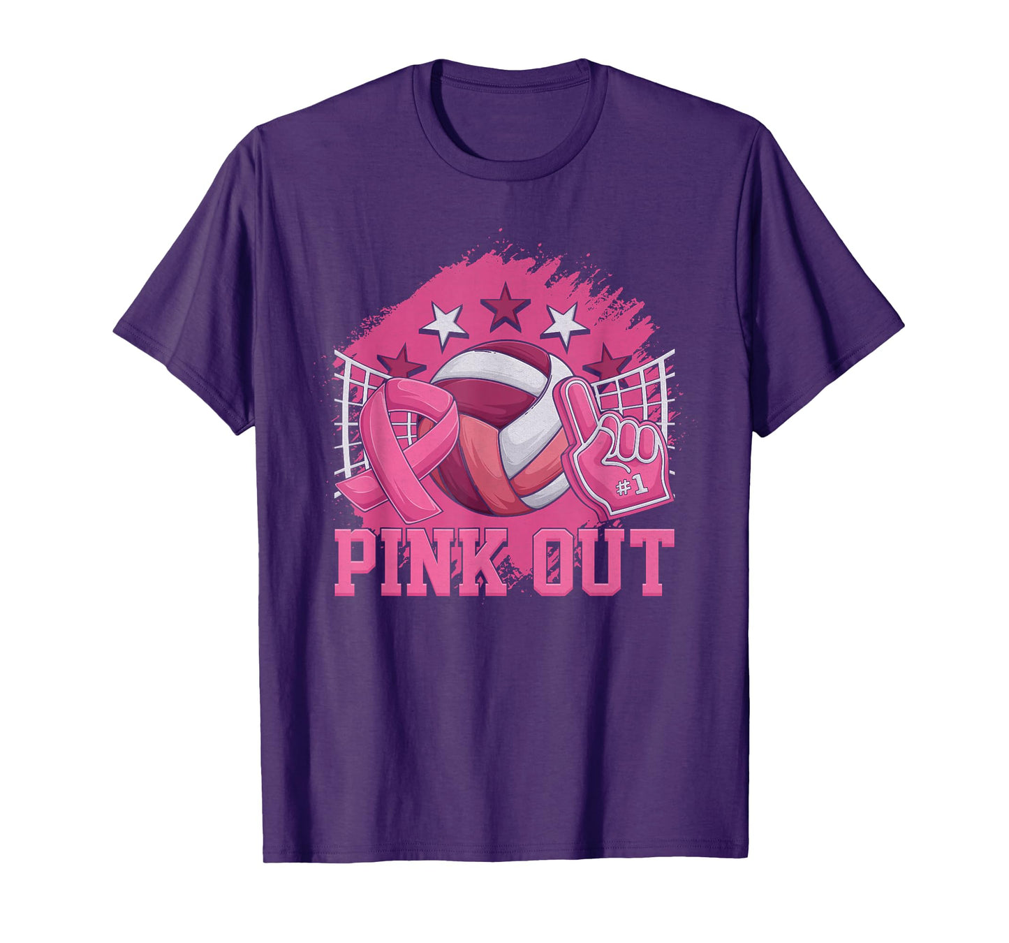 Pink Out Volleyball Pink Ribbon Breast Cancer Awareness T-Shirt