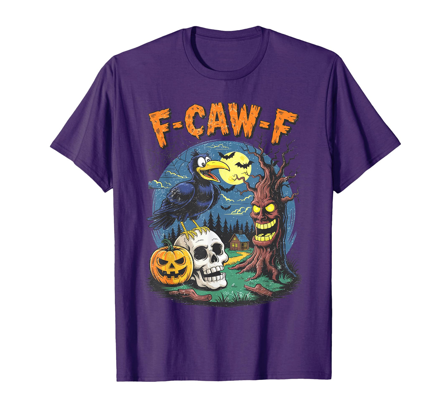 Funny Raven Black Crow Spooky Halloween Season Vibes F-Caw-F T-Shirt