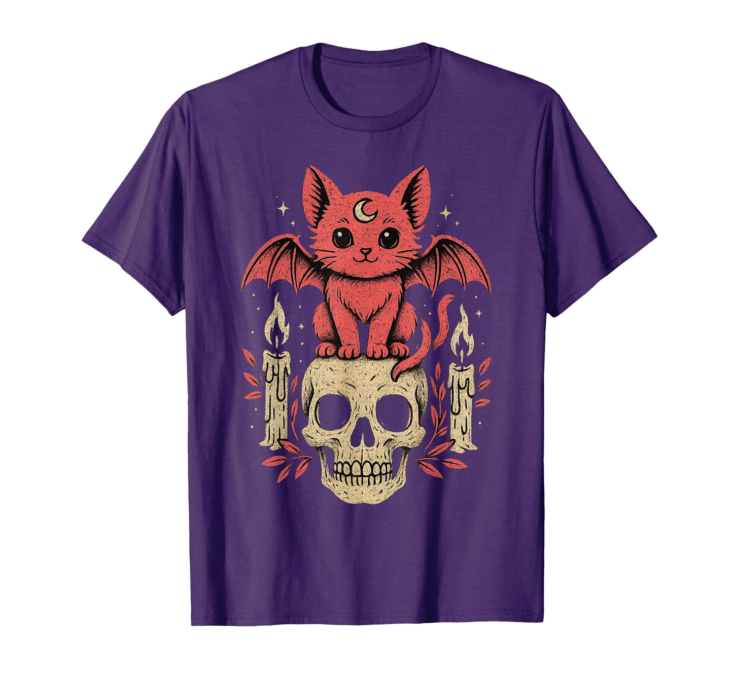 Kawaii Pastel Goth Cute Creepy Cat Bat Skeleton Men Women T-Shirt