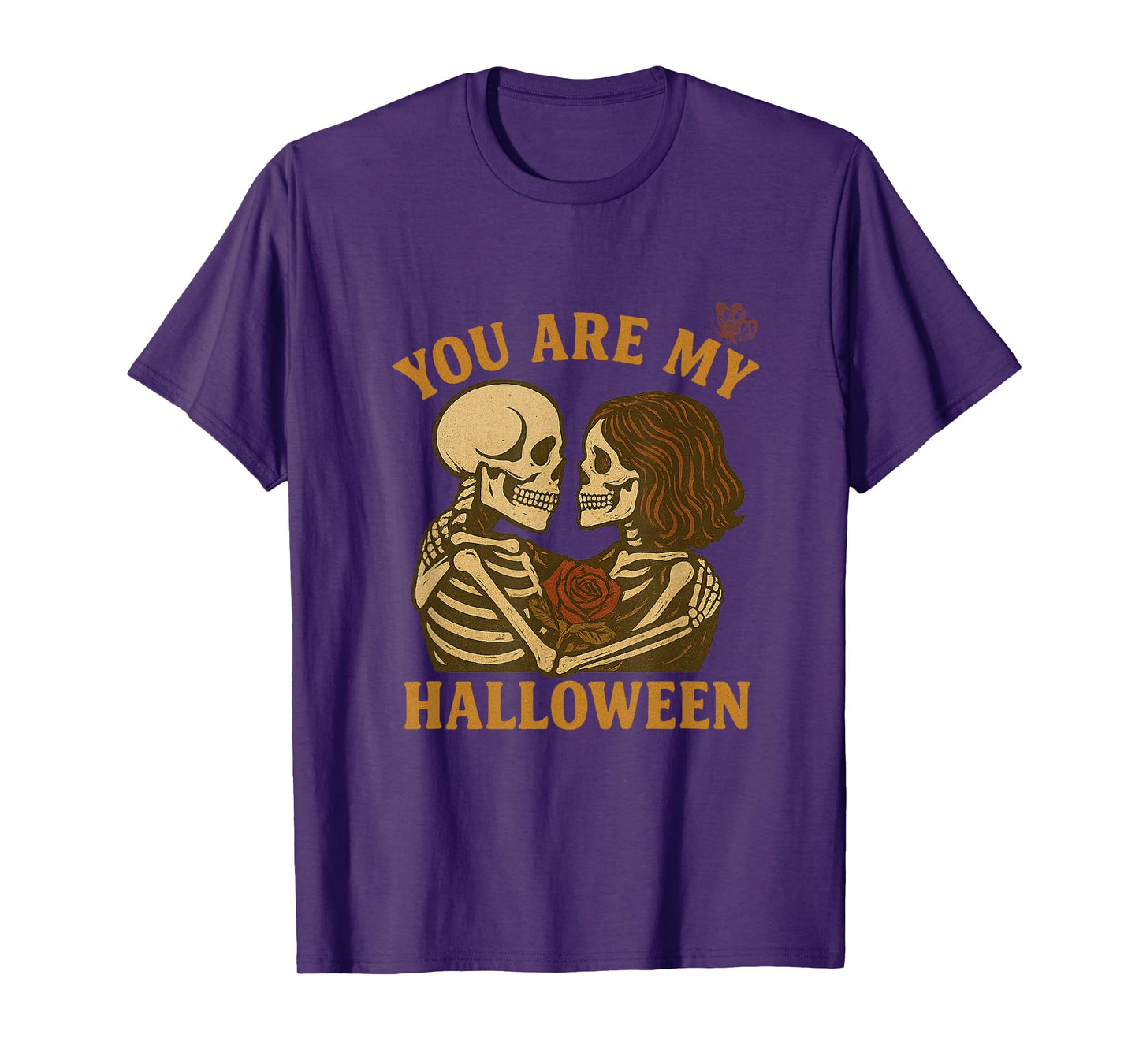 Romance and Funny Halloween Skeleton Love Couple Tee T-Shirt