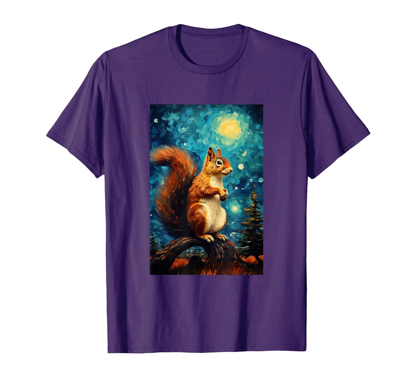 Cute Squirrel - Van Gogh Style - Starry Night T-Shirt