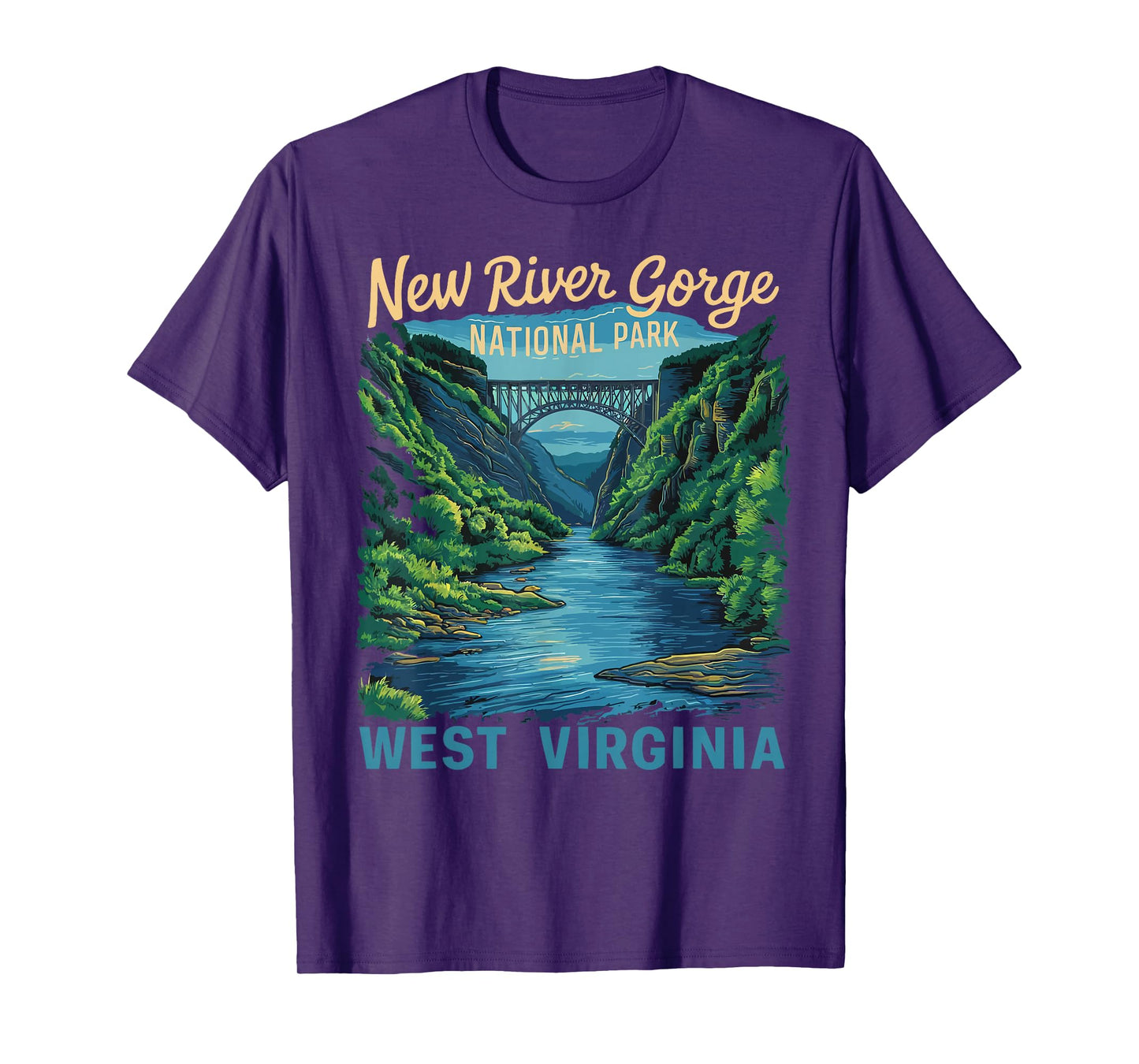 New River Gorge National Park Bridge Rafting Hiking Vintage T-Shirt