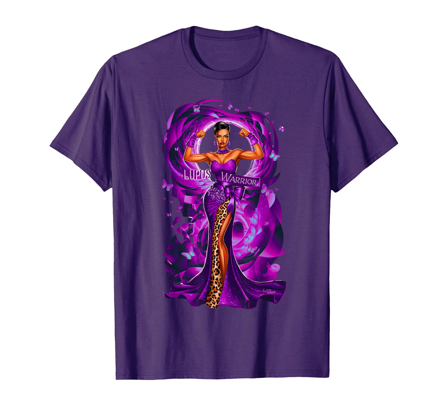 African American Black Woman Lupus Warrior Purple Ribbon Mom T-Shirt