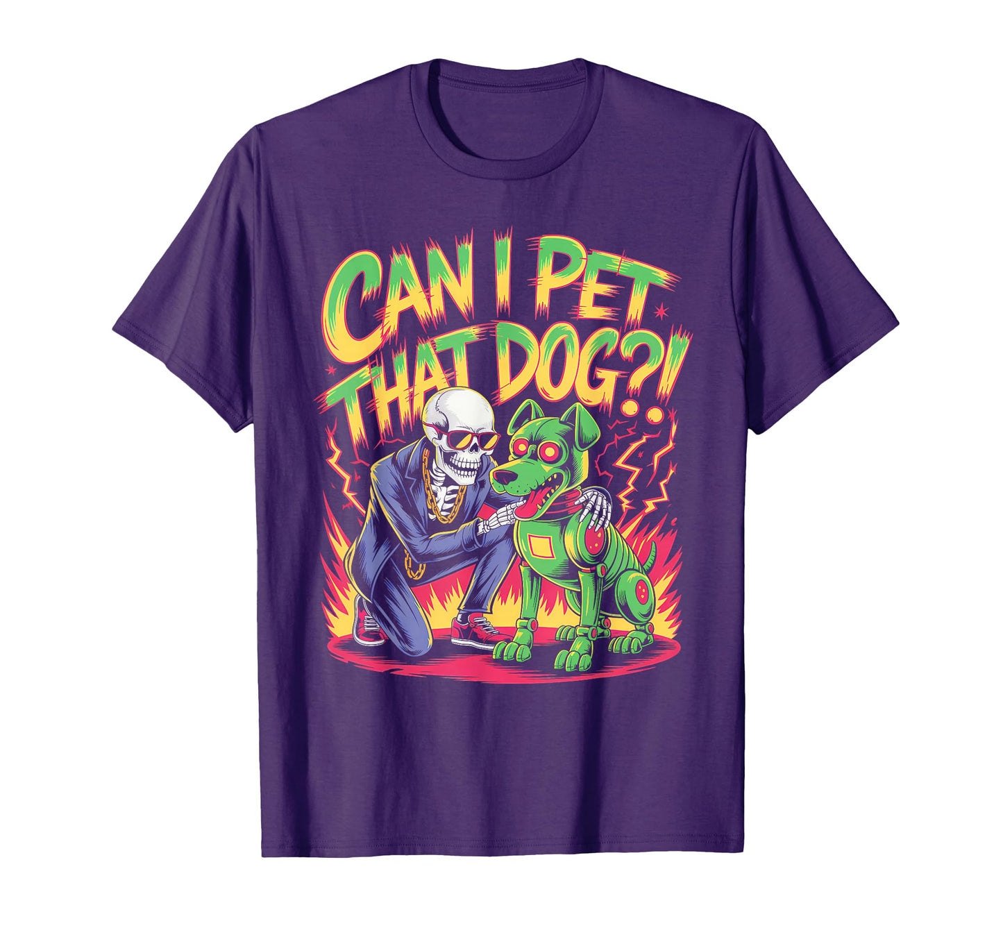 Can I Pet That Dog?! Funny Skeleton Halloween Bootleg T-Shirt