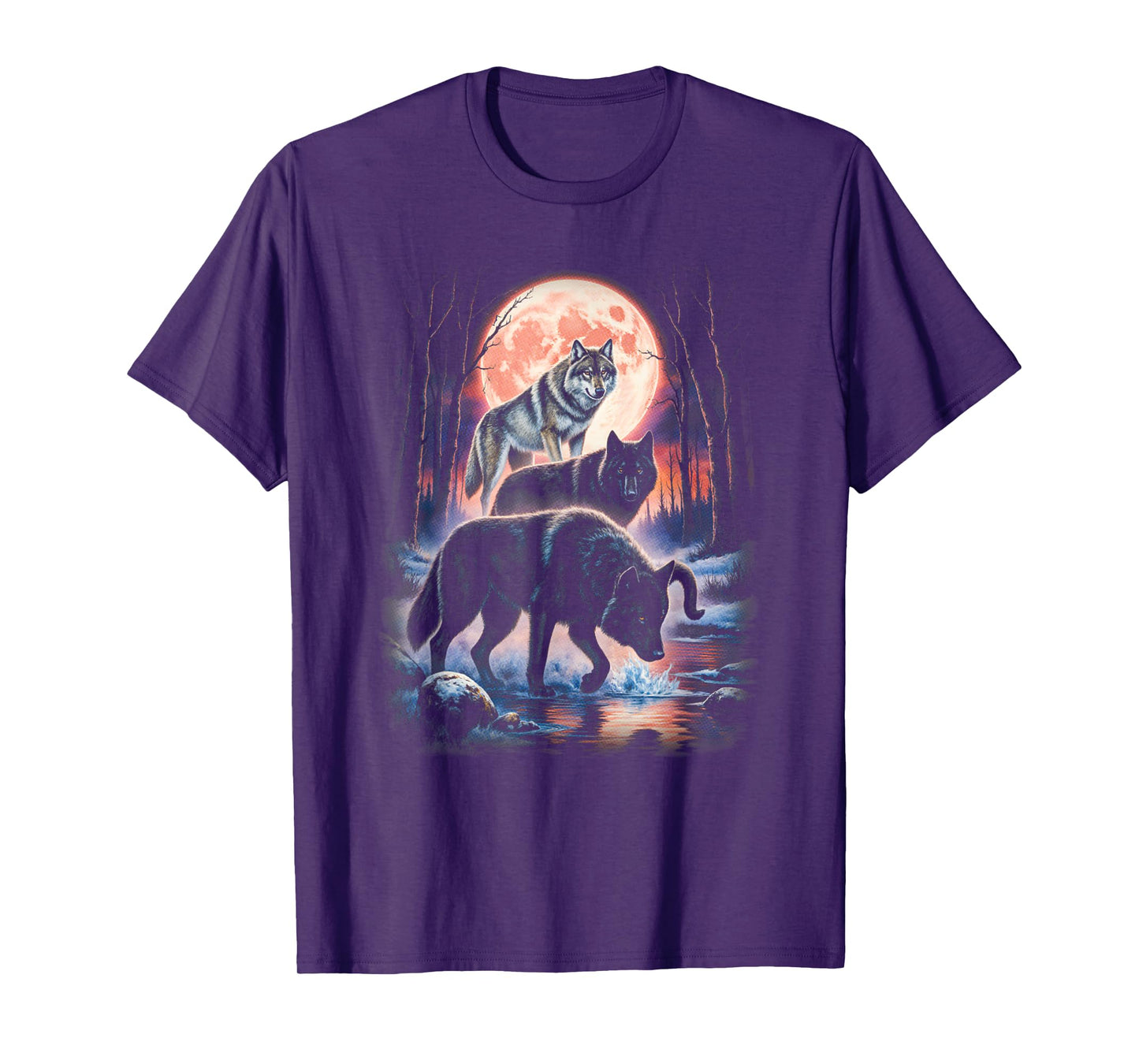 Wolf Howling at The Moon with Mystical Moon Vibes T-Shirt