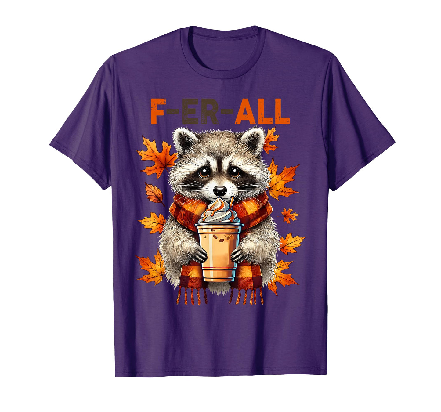 Halloween Cute Raccoon But Feral Fall Season Pumpkin Spice T-Shirt
