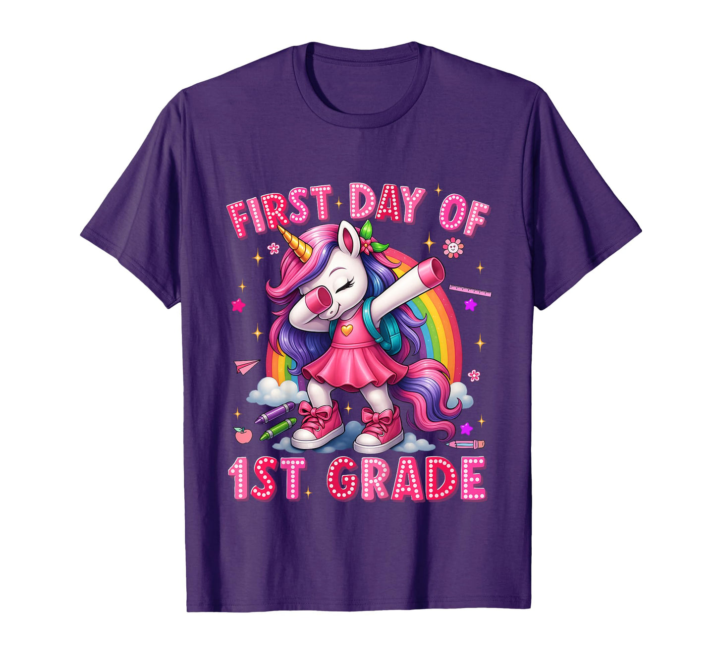 First Day Of 1st Grade Unicorn Back To School Girls Outfits T-Shirt