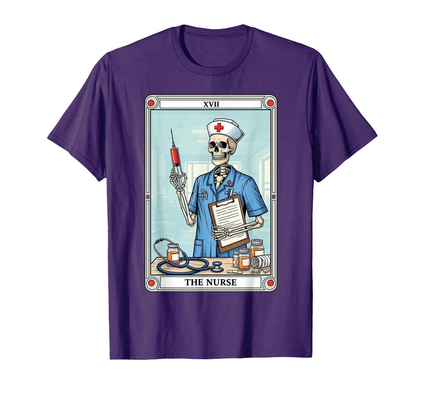 Nurse Skeleton Tarot Card Halloween Medical T-Shirt
