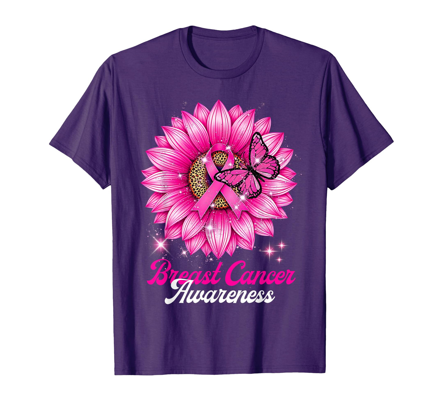 Breast Cancer Awareness Sunflower & Butterfly Support Women T-Shirt