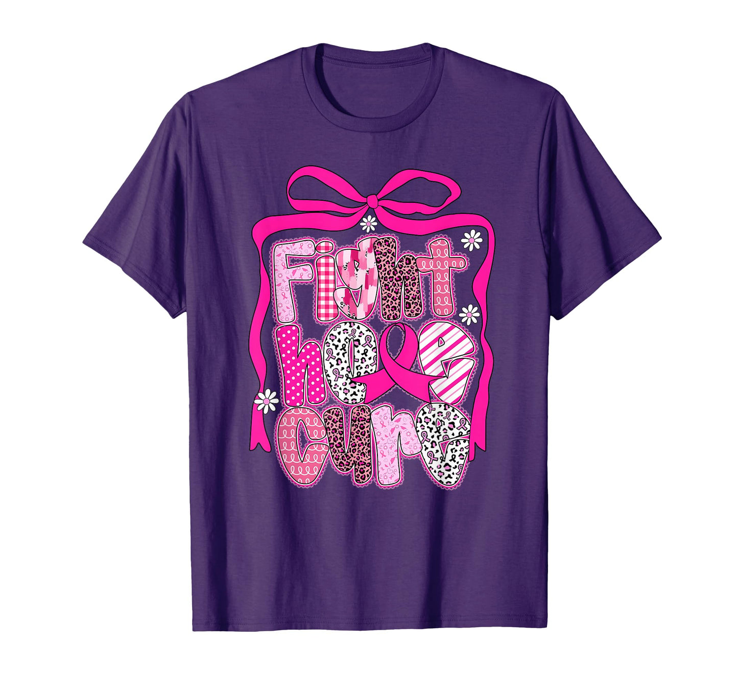 Fight Hope Cure Breast Cancer Lace Coquette Bow Women T-Shirt