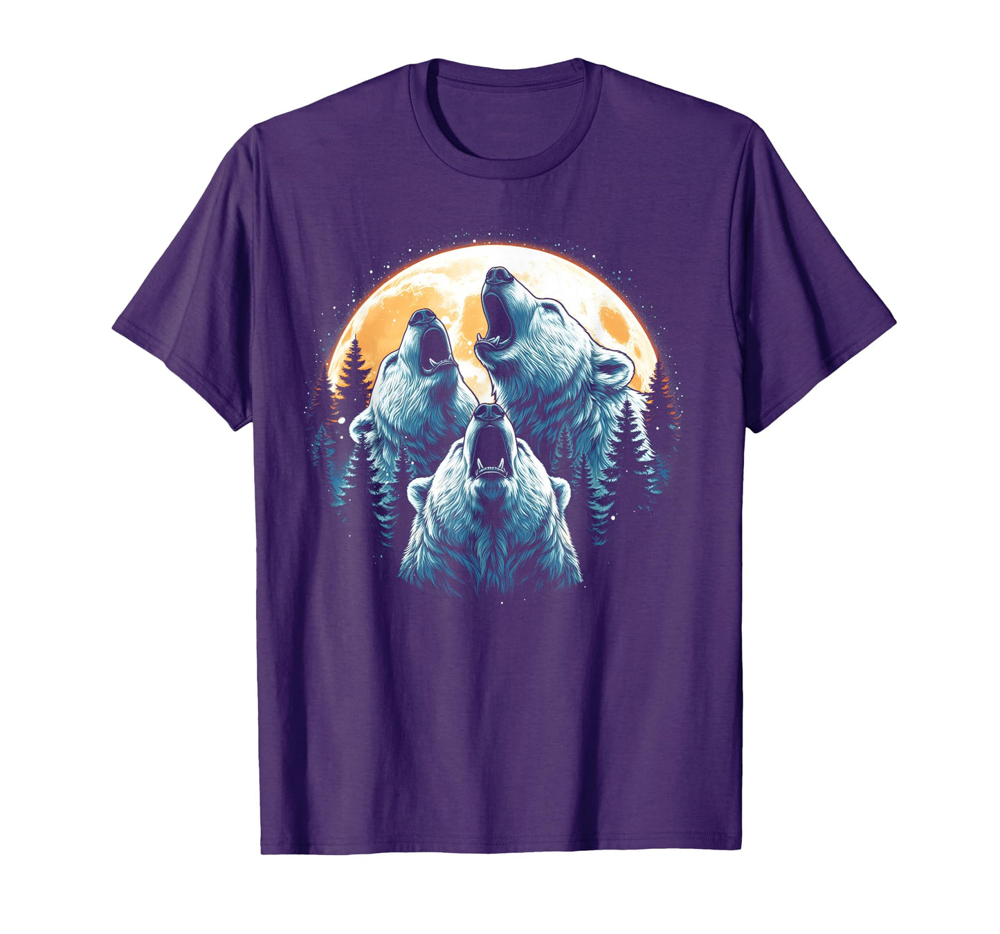 3 Polar Bears Howling At The Moon Wolf Animal T-Shirt