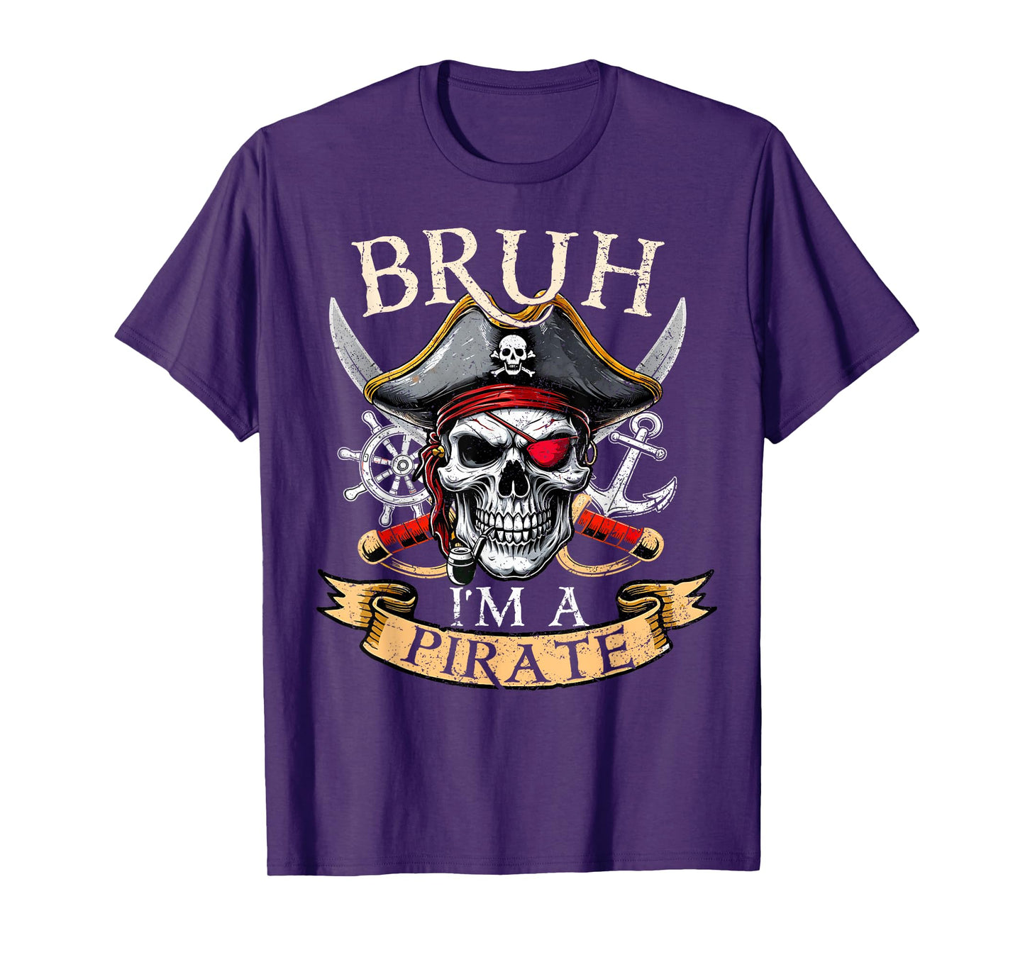 Funny Halloween Bruh I'm A Pirate Skull Costume Kids Boy Men T-Shirt