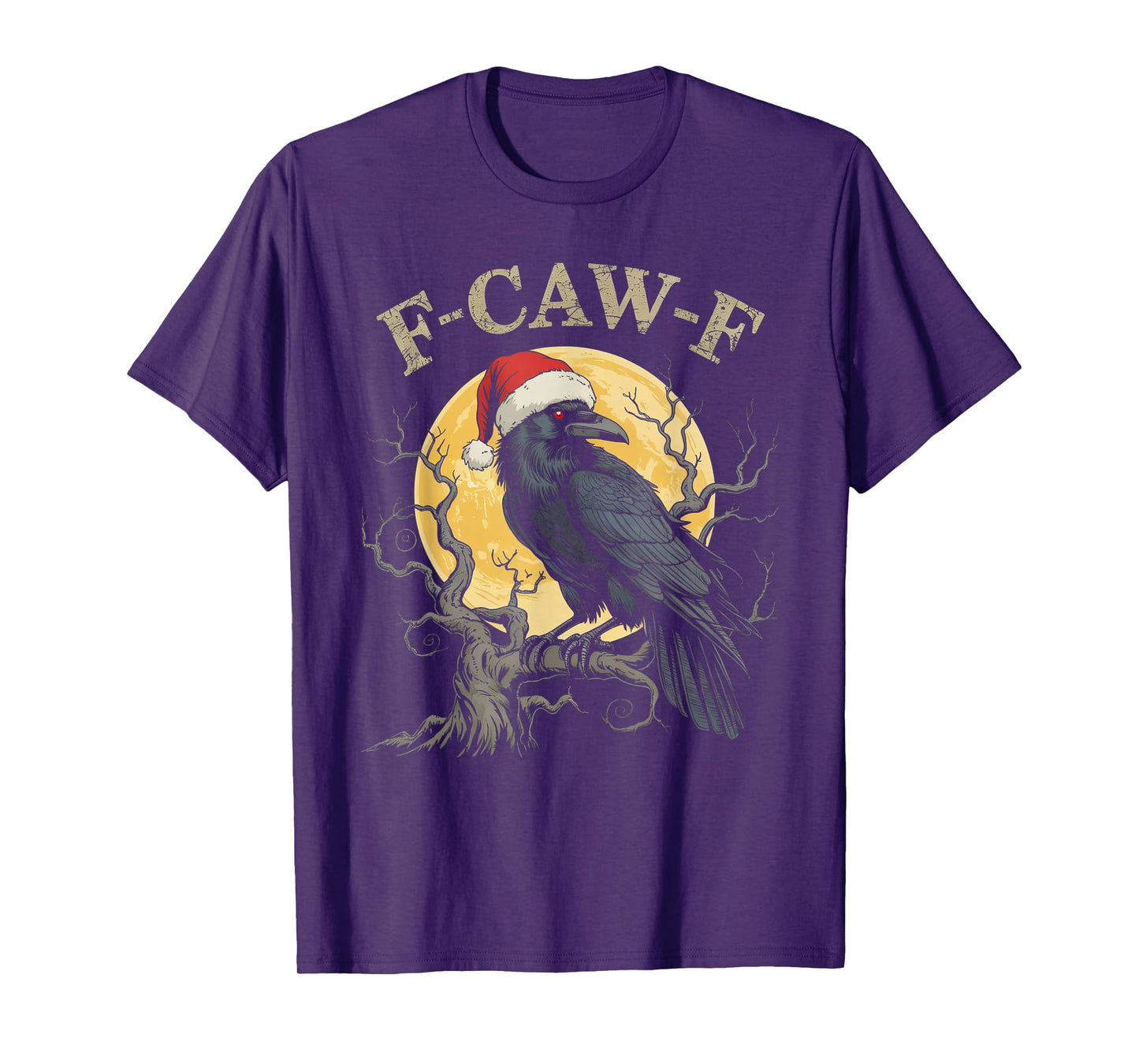 Funny Crow F-CAW-F Black Bird, Gothic Christmas Santa Hat T-Shirt