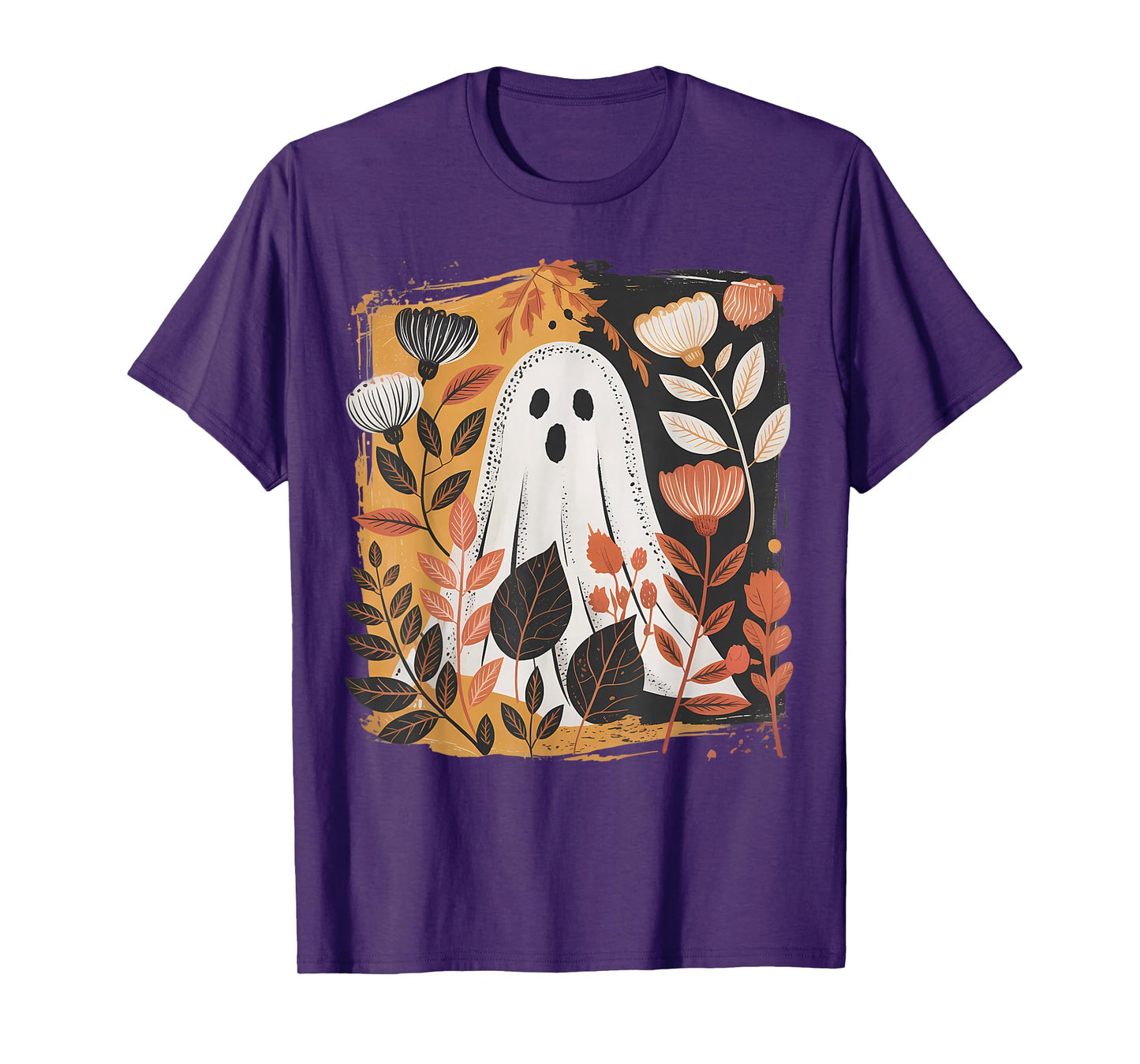 Spooky Floral Ghost Forest Halloween Boho Womens Top T-Shirt