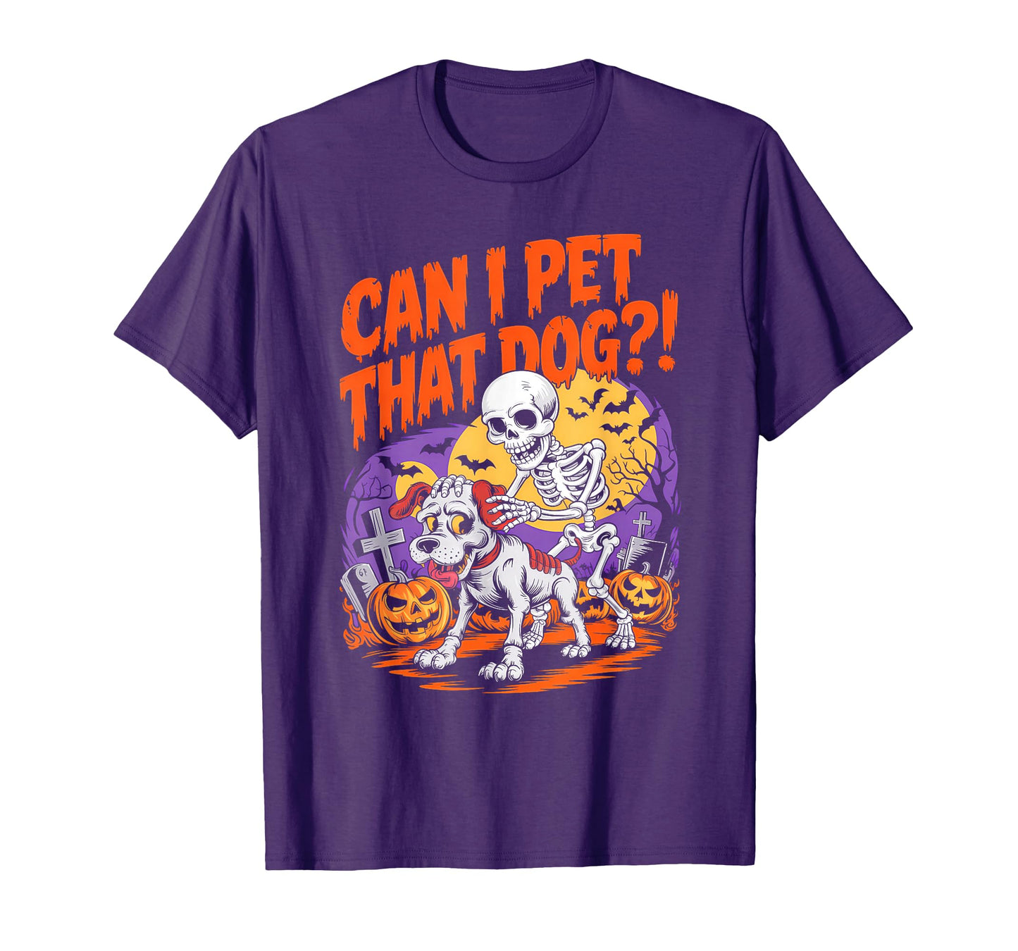 Can I Pet That Dog?! Funny Skeleton Halloween Bootleg T-Shirt