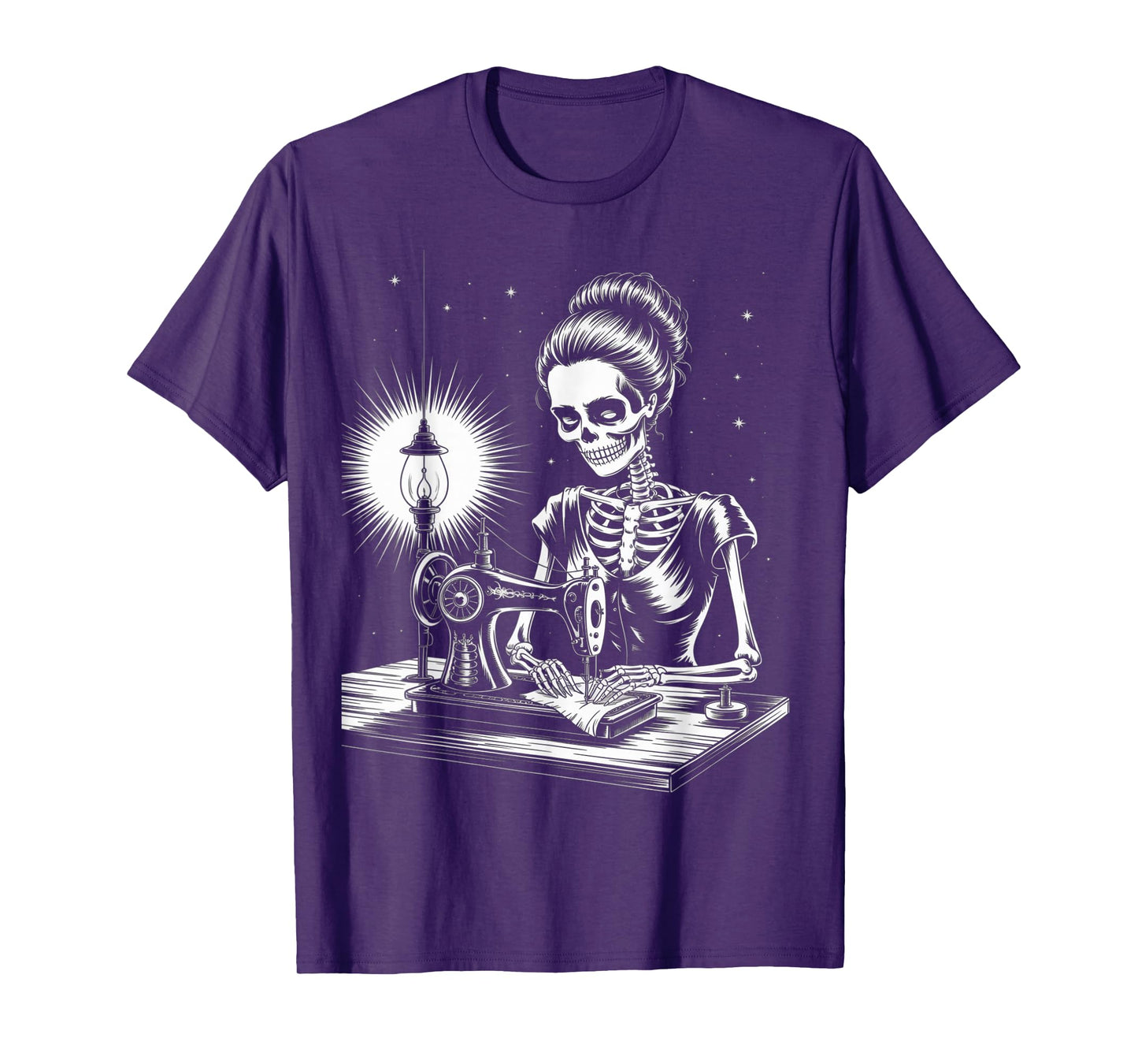 Skeleton Sewer Quilter Funny Sewing Lover Halloween T-Shirt