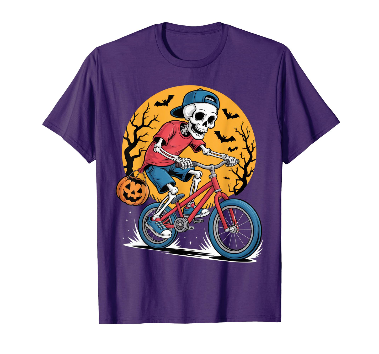Skeleton on Bike Halloween Fun for Spooky Season Enthusiasts T-Shirt