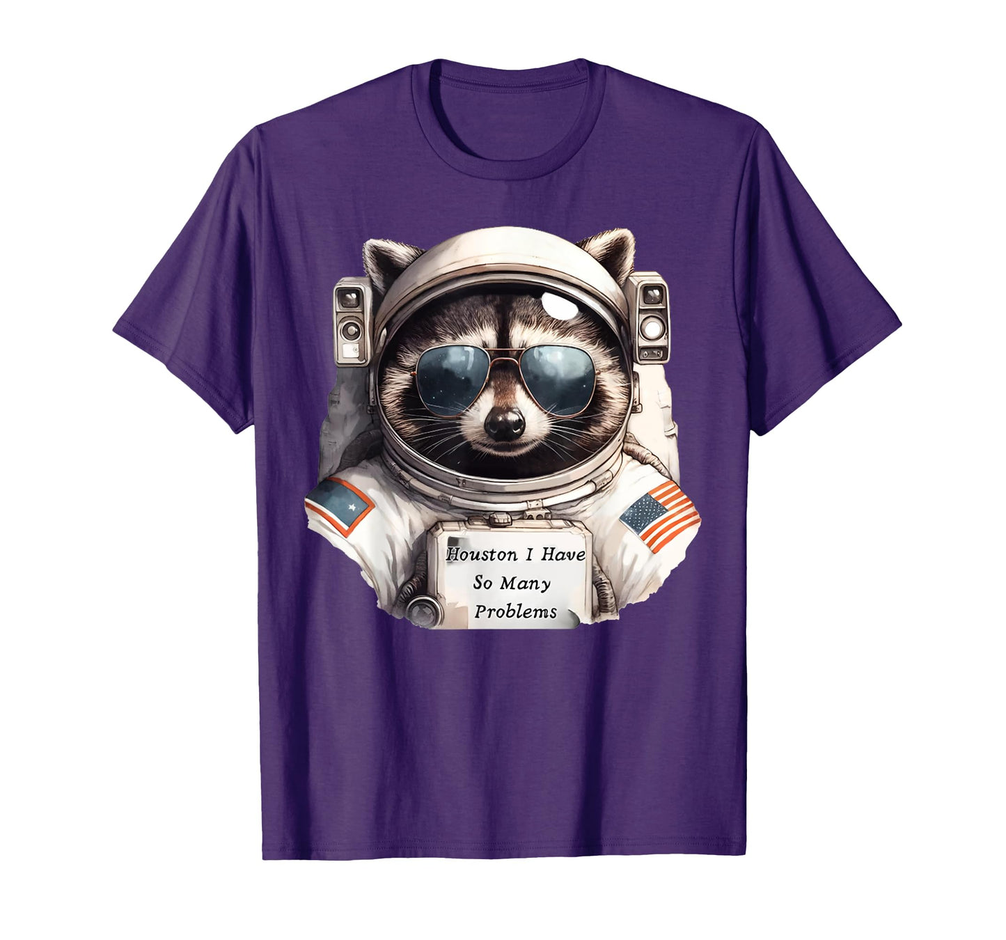 Houston I Have So Many Problems Funny Space Raccoon Meme T-Shirt