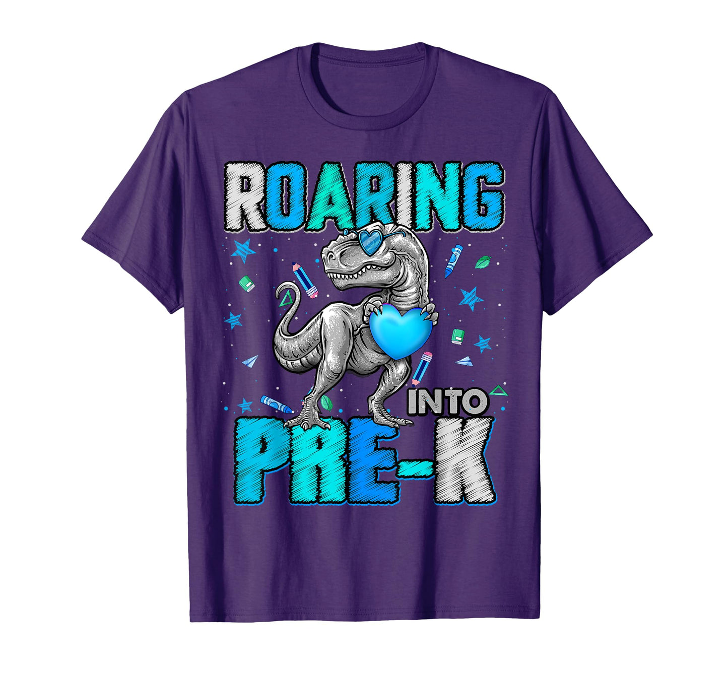 Roaring Into Pre K Dinosaur T Rex Back To School Boys T-Shirt