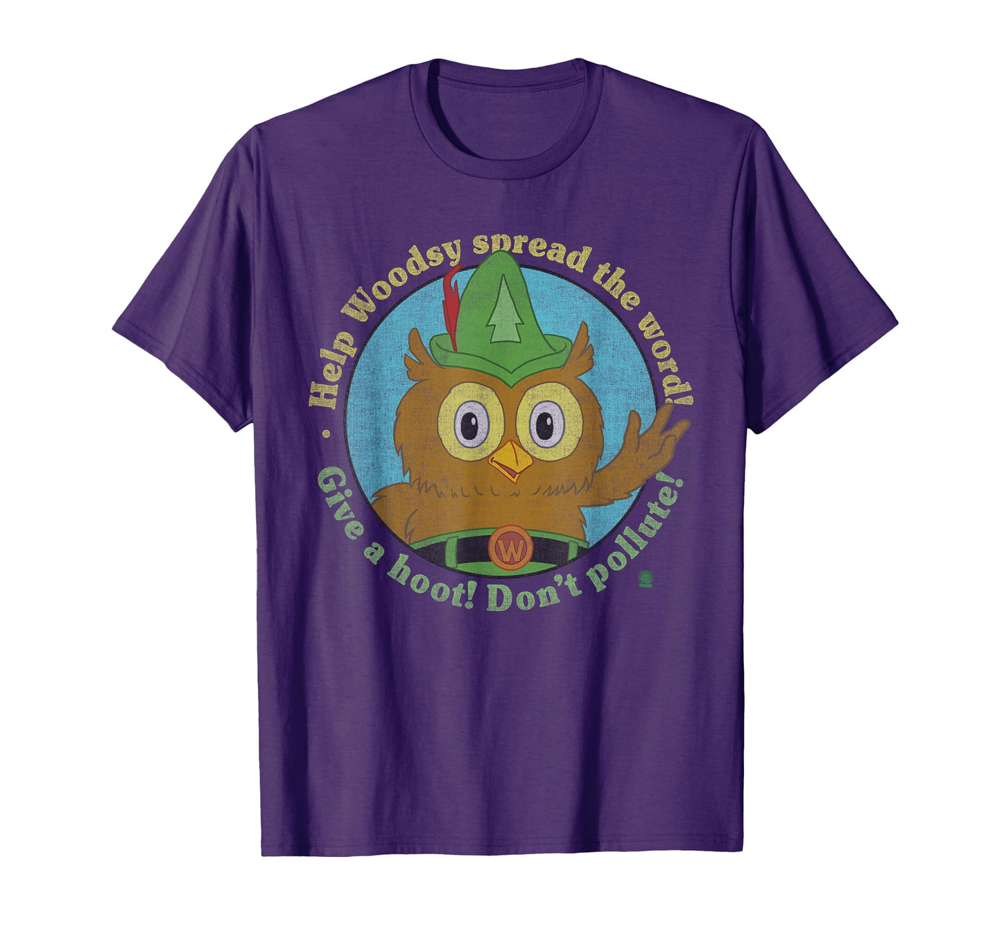 Woodsy Owl Give a Hoot Distressed and Faded T-Shirt