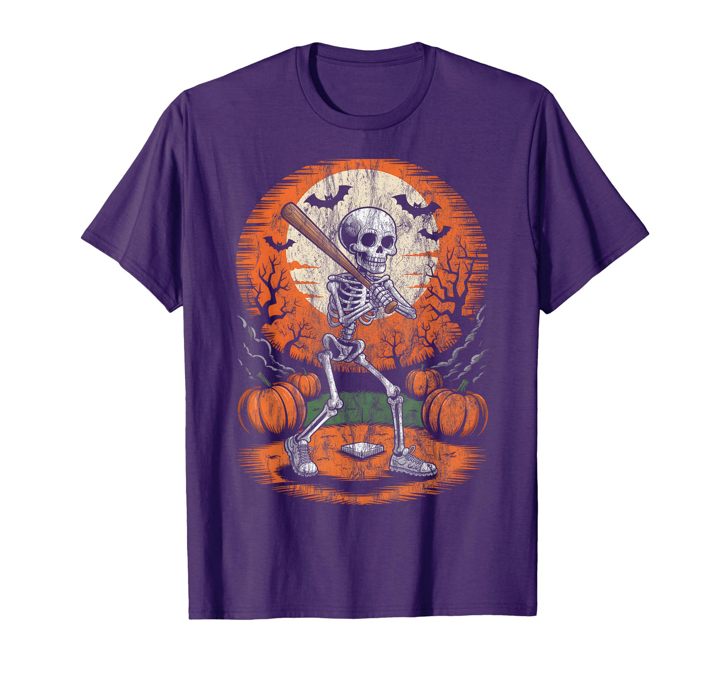Halloween Skeleton Baseball Player Costume Men Boys Kids T-Shirt
