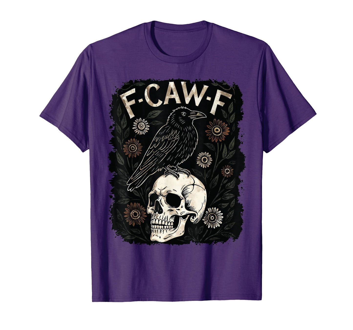 Retro Frame F-Caw-F Black Crow Funny Black Bird Saying Meme T-Shirt