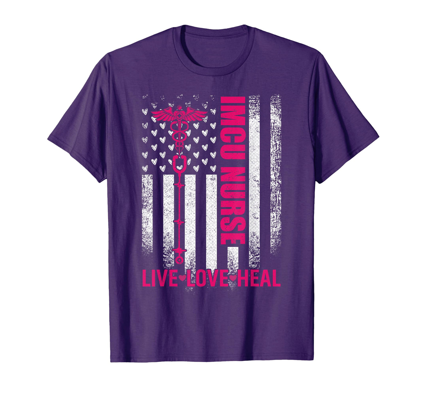 Vintage USA Flag Live Love Heal, Proud IMCU Nurse T-Shirt