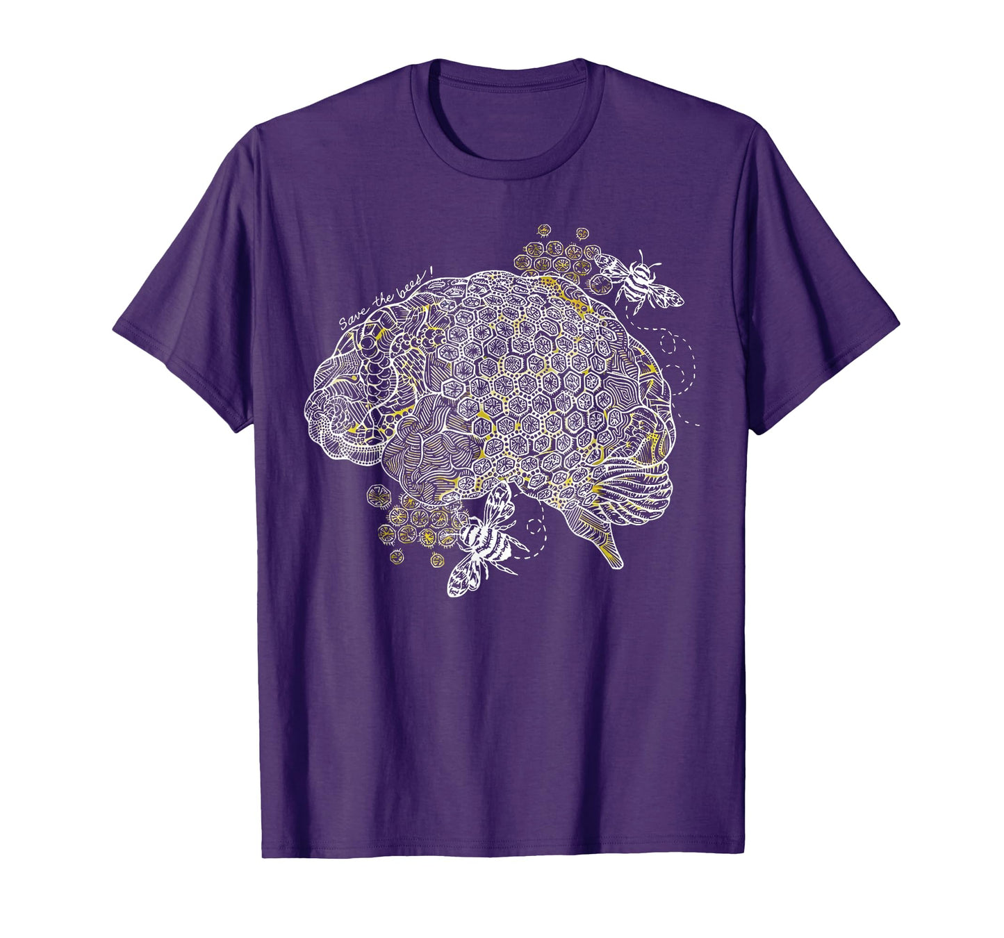 Vintage Bees Anatomical Brain Neuro Nurse Mental Health T-Shirt