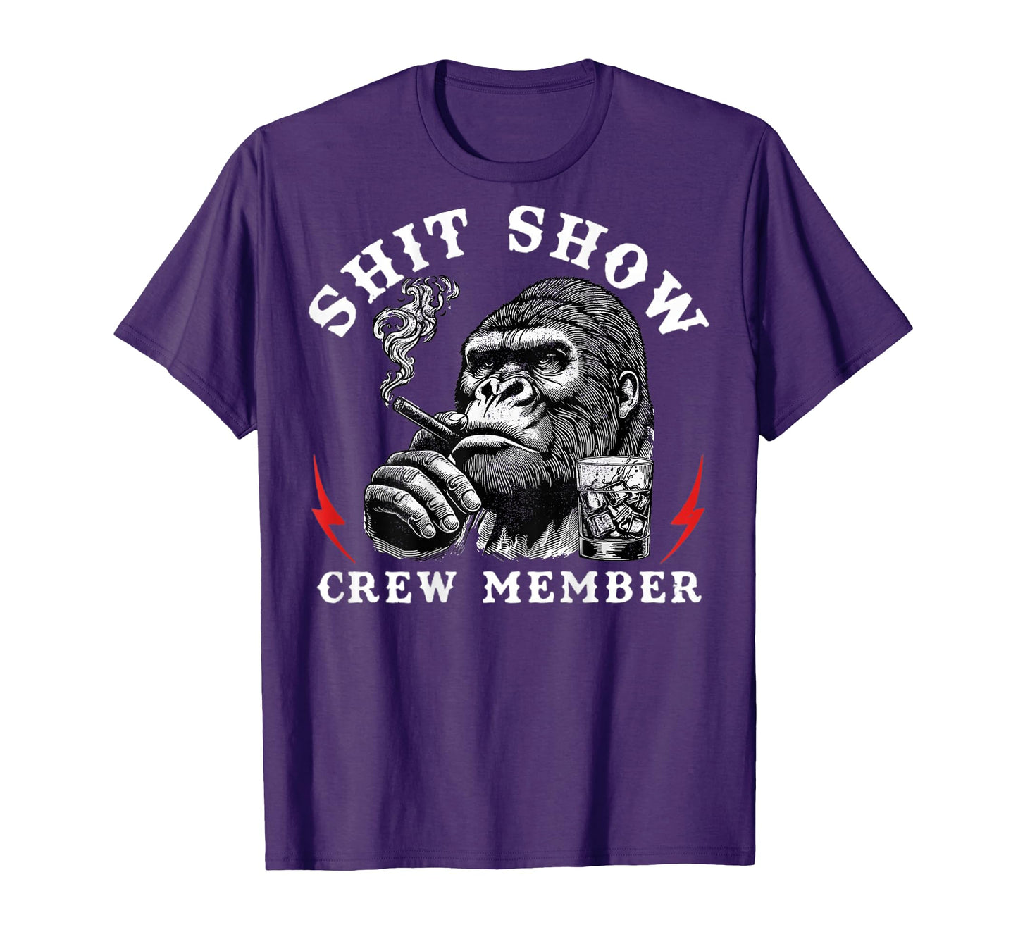 S.h.i.t Show Crew Member Funny Monkey (On Back) T-Shirt