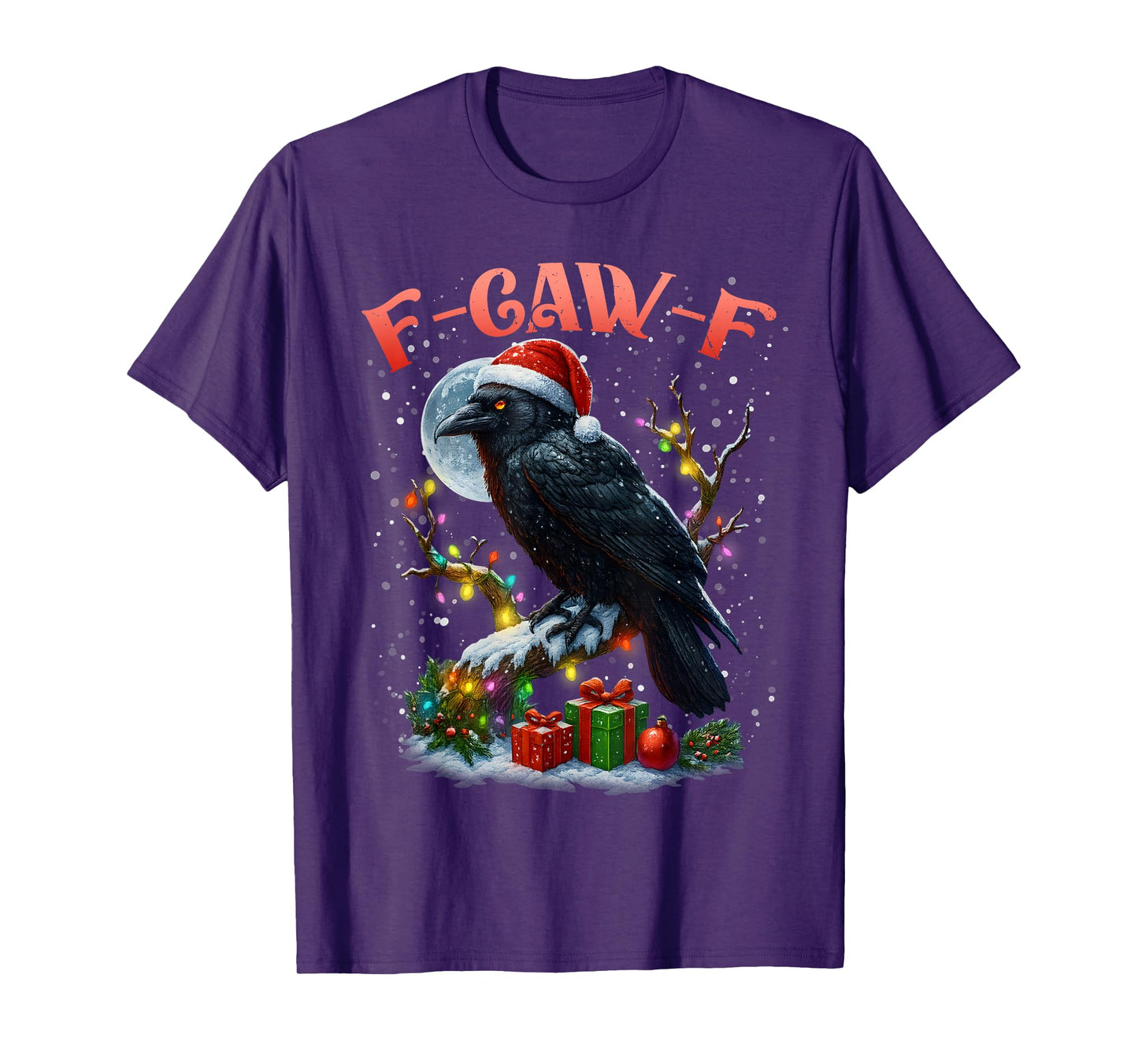 Merry F-Caw-F Funny Christmas Black Crow Merry Xmas F-Caw-F T-Shirt