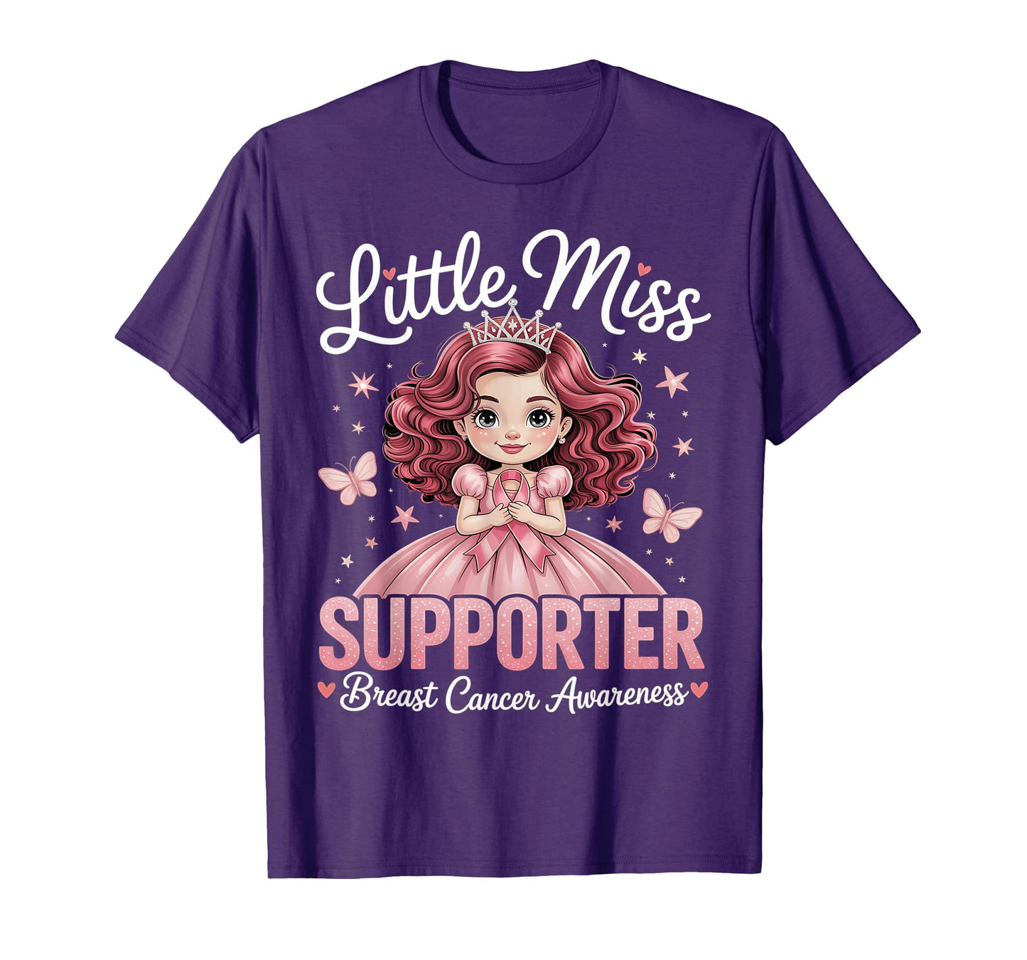 Little Miss Supporter Breast Cancer Awareness for Kids T-Shirt