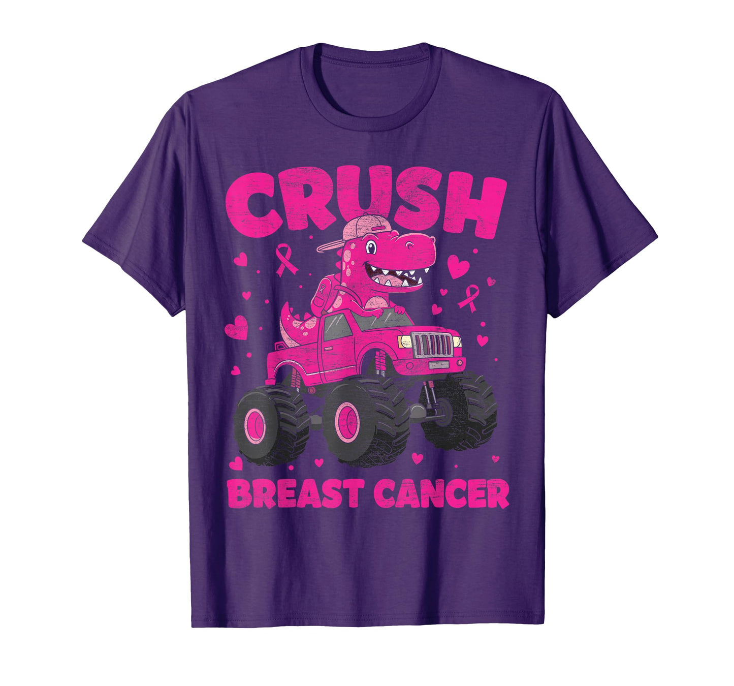 Crush Breast Cancer Awareness Monster Truck Toddler Boy Kids T-Shirt