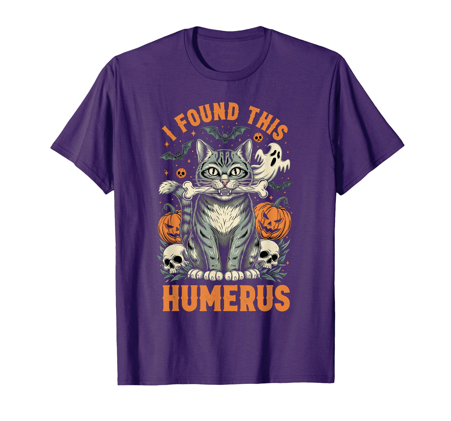 Funny Halloween Cat I Found This Humerus Pun T-Shirt
