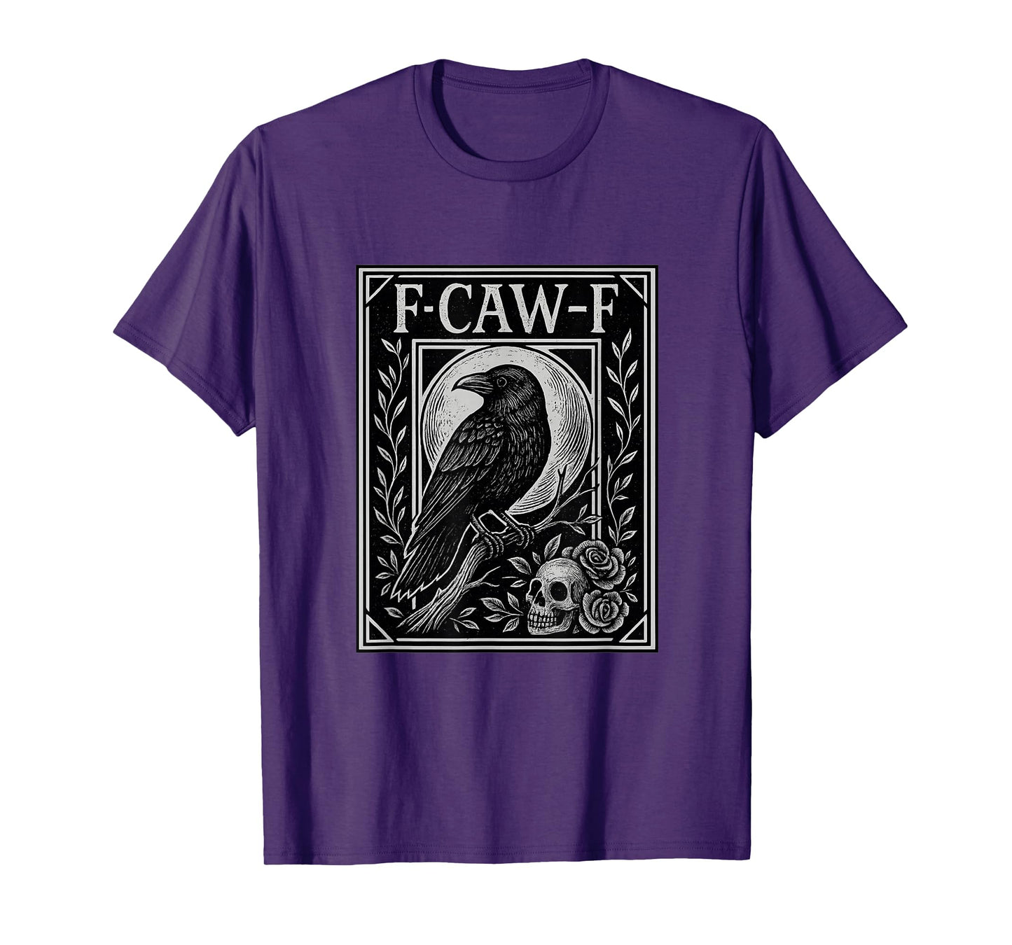 F-Caw-F Raven Skull Floral Dark Aesthetic Wear T-Shirt