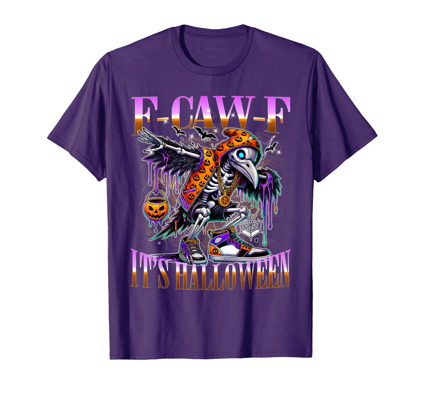 F-Caw-F Raven Skeleton Halloween Urban Graffiti T-Shirt