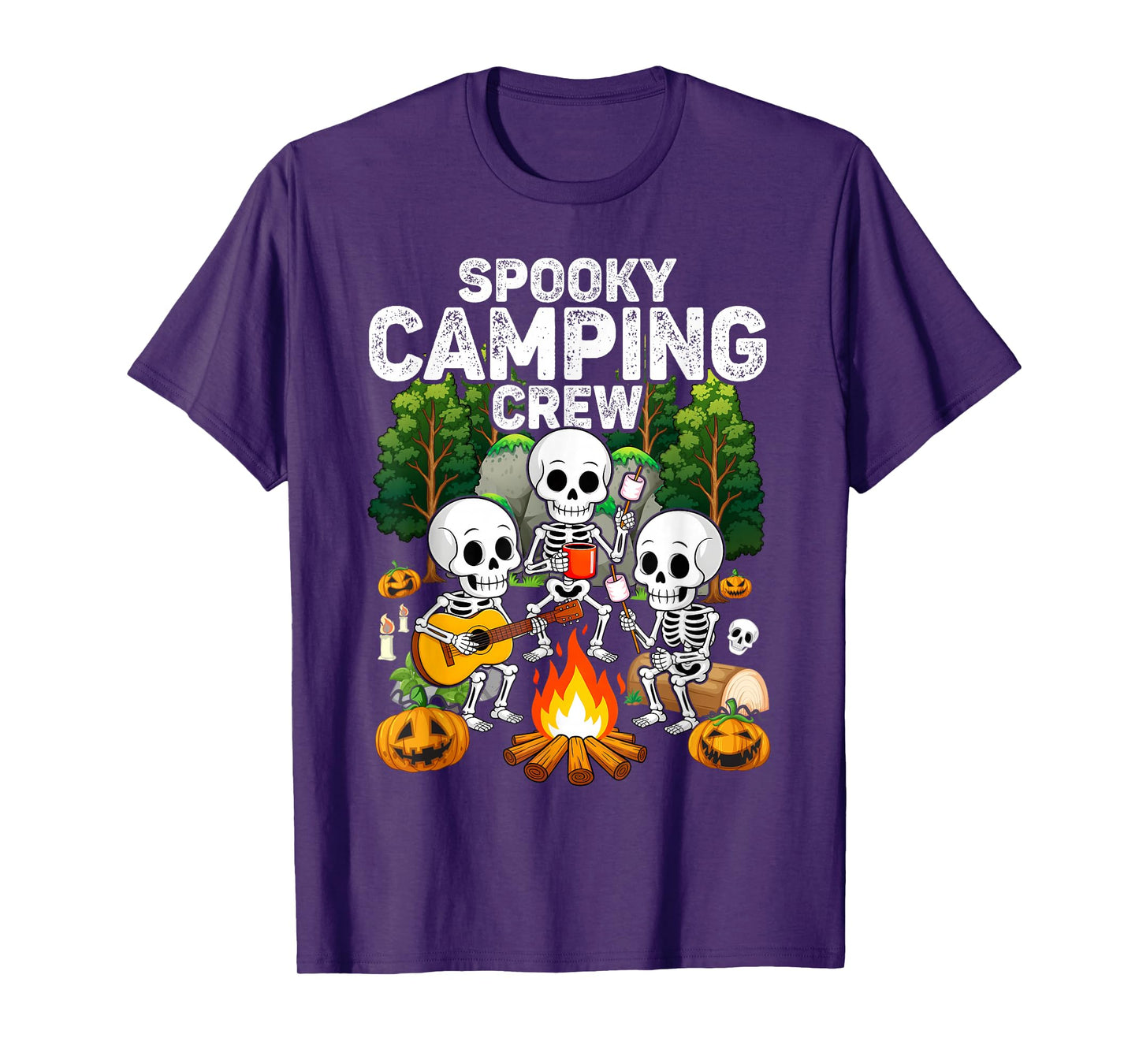 Spooky Camping Crew Halloween Camping Skeleton Campsite T-Shirt
