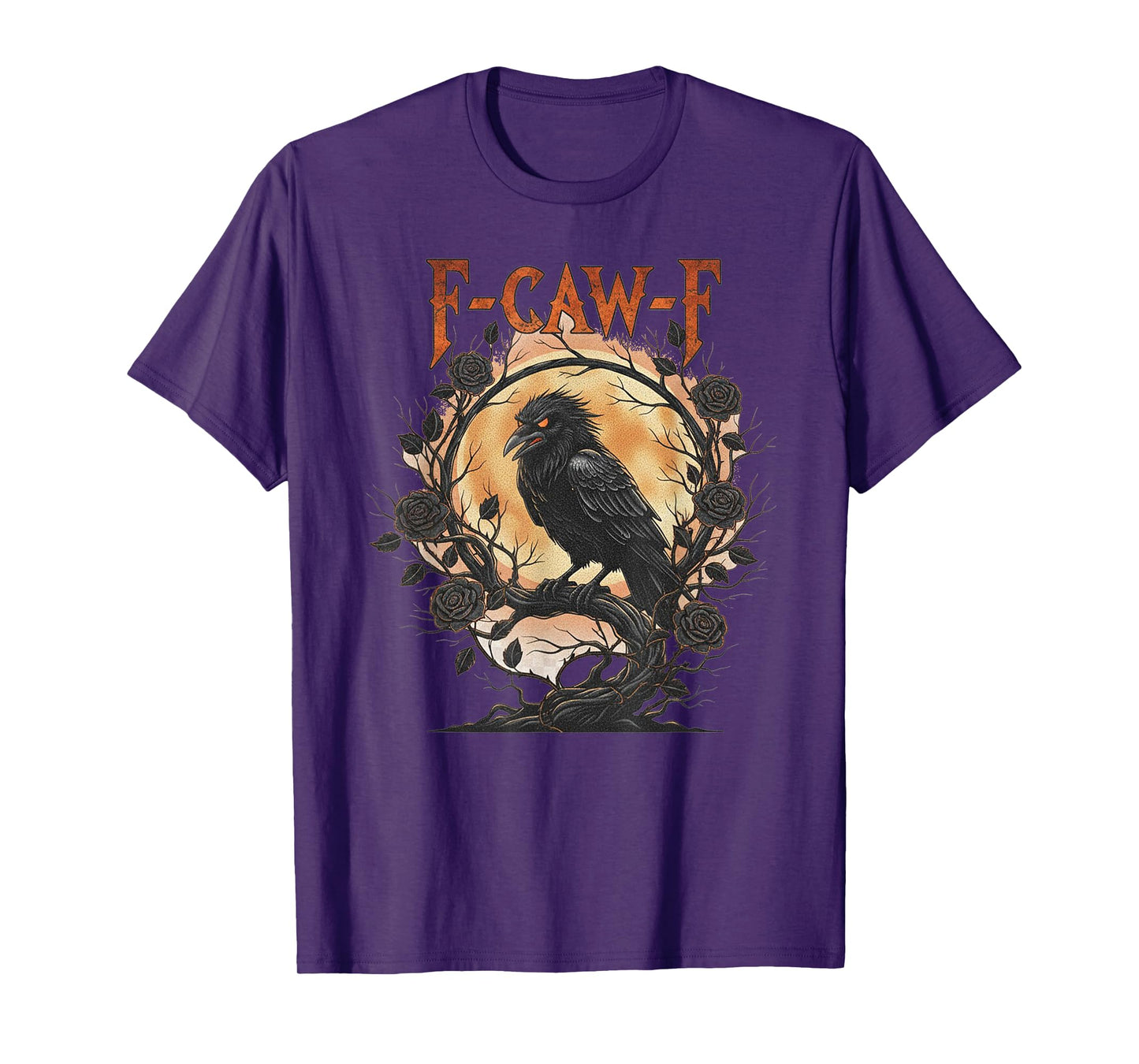 Angry Black Crow, F-Caw-F Funny Black Bird Moon Gothic T-Shirt