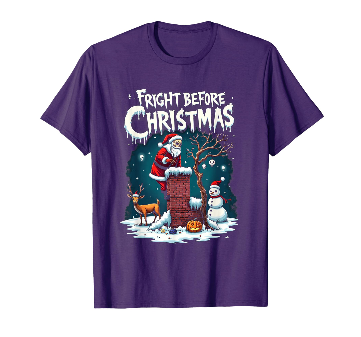 Fright Before Christmas Creepy Skeleton Santa T-Shirt