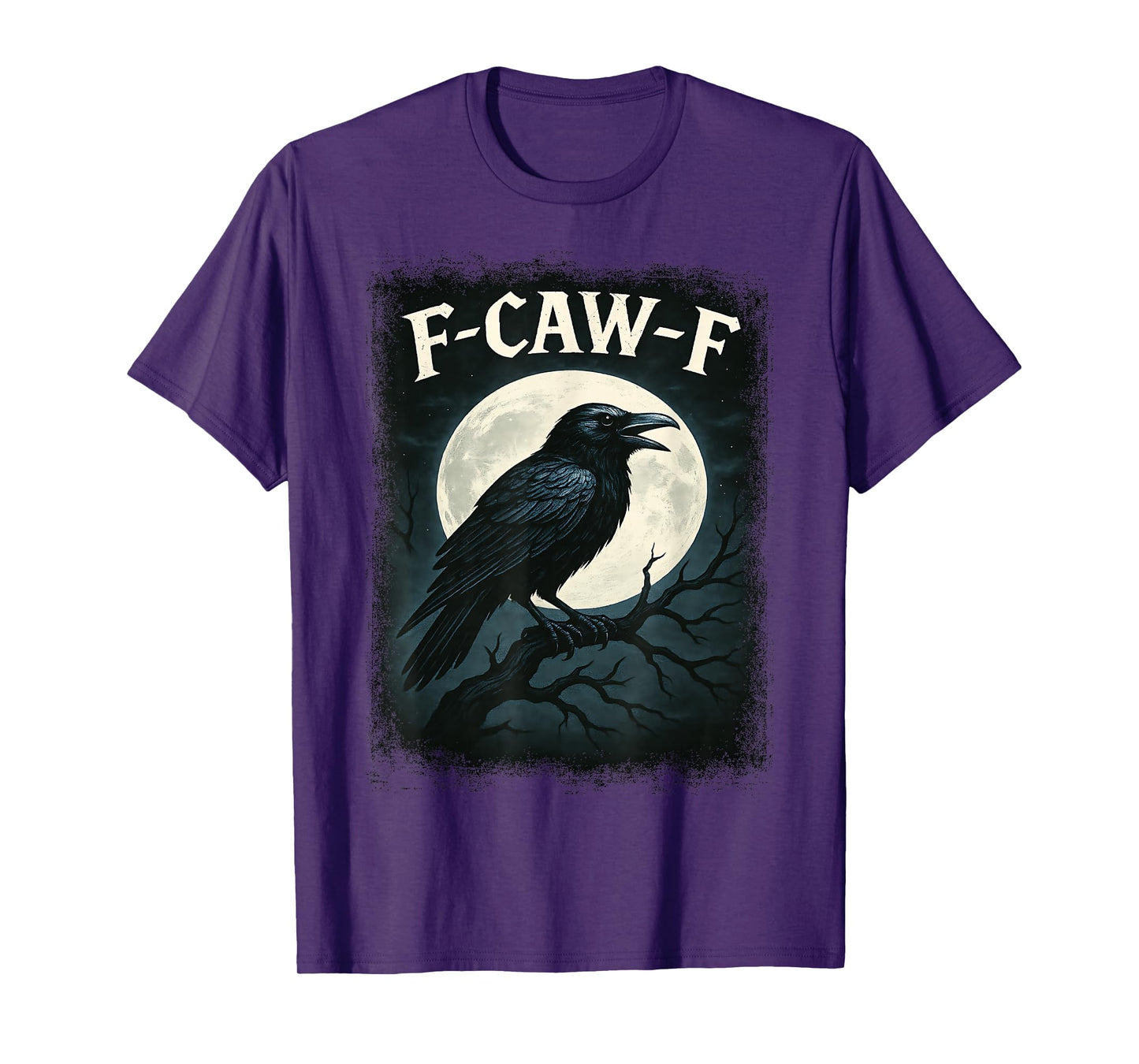 F-CAW-F Black Crow Full Moon Funny Gothic Dark Humor T-Shirt
