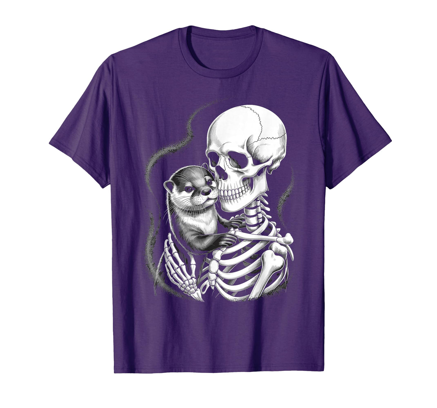 Skeleton Hugging Otter Lover Spooky Season Halloween T-Shirt