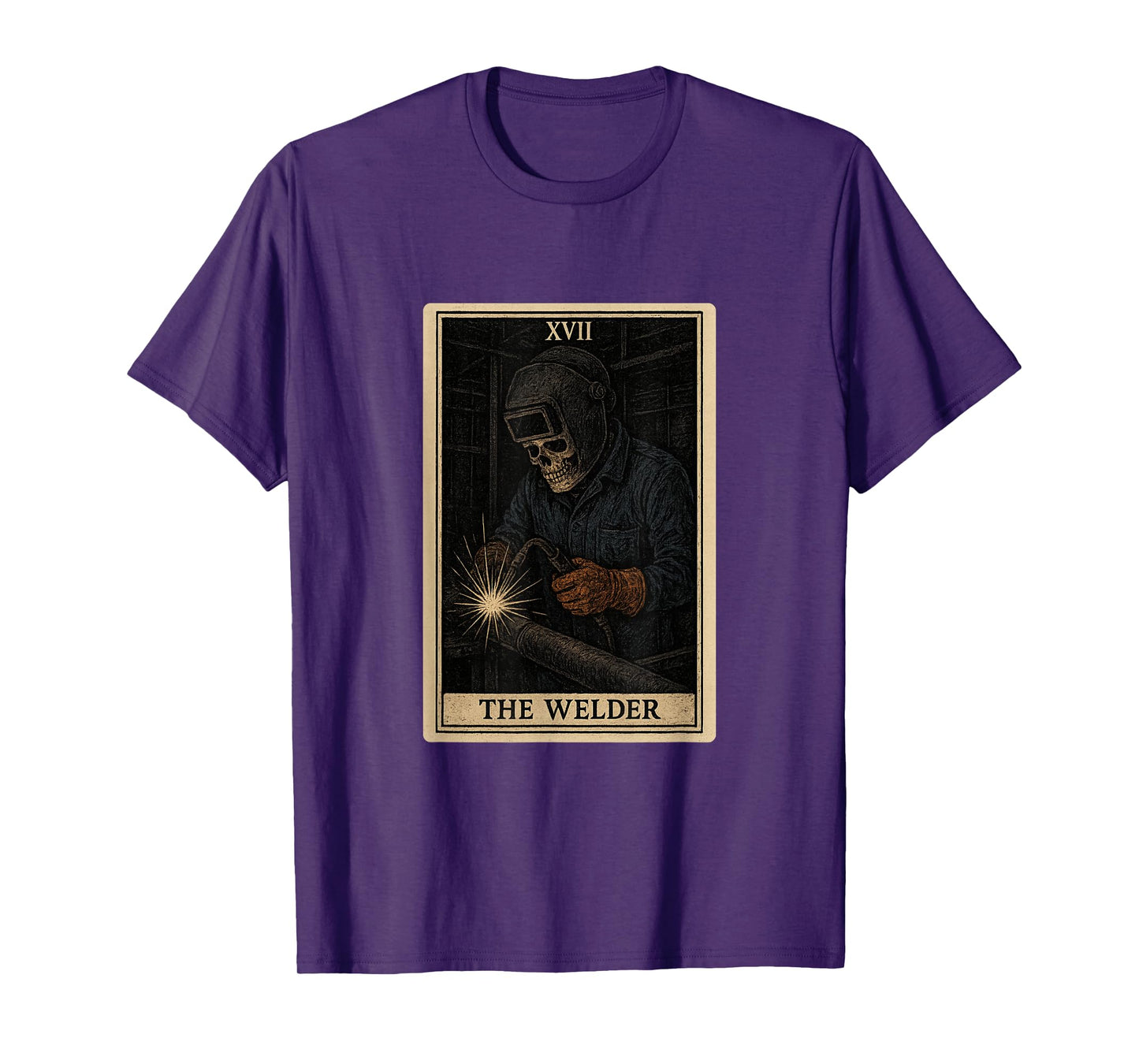 The Welder Welding Tarot Card Skeleton Funny Metal Worker T-Shirt