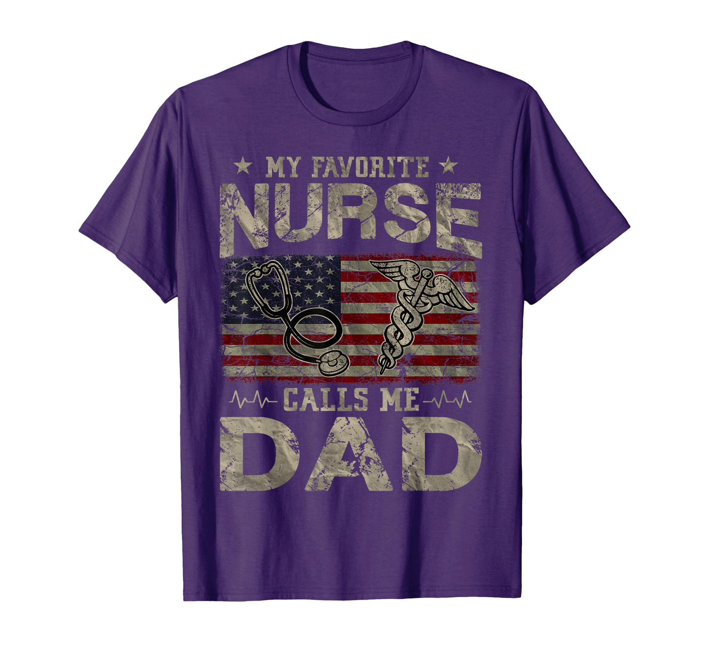 My Favorite Nurse Calls Me Dad American Flag Vintage T-Shirt