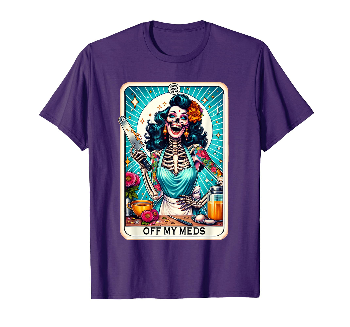 Cool Mama Club Tarot Card Skeleton Halloween T-Shirt