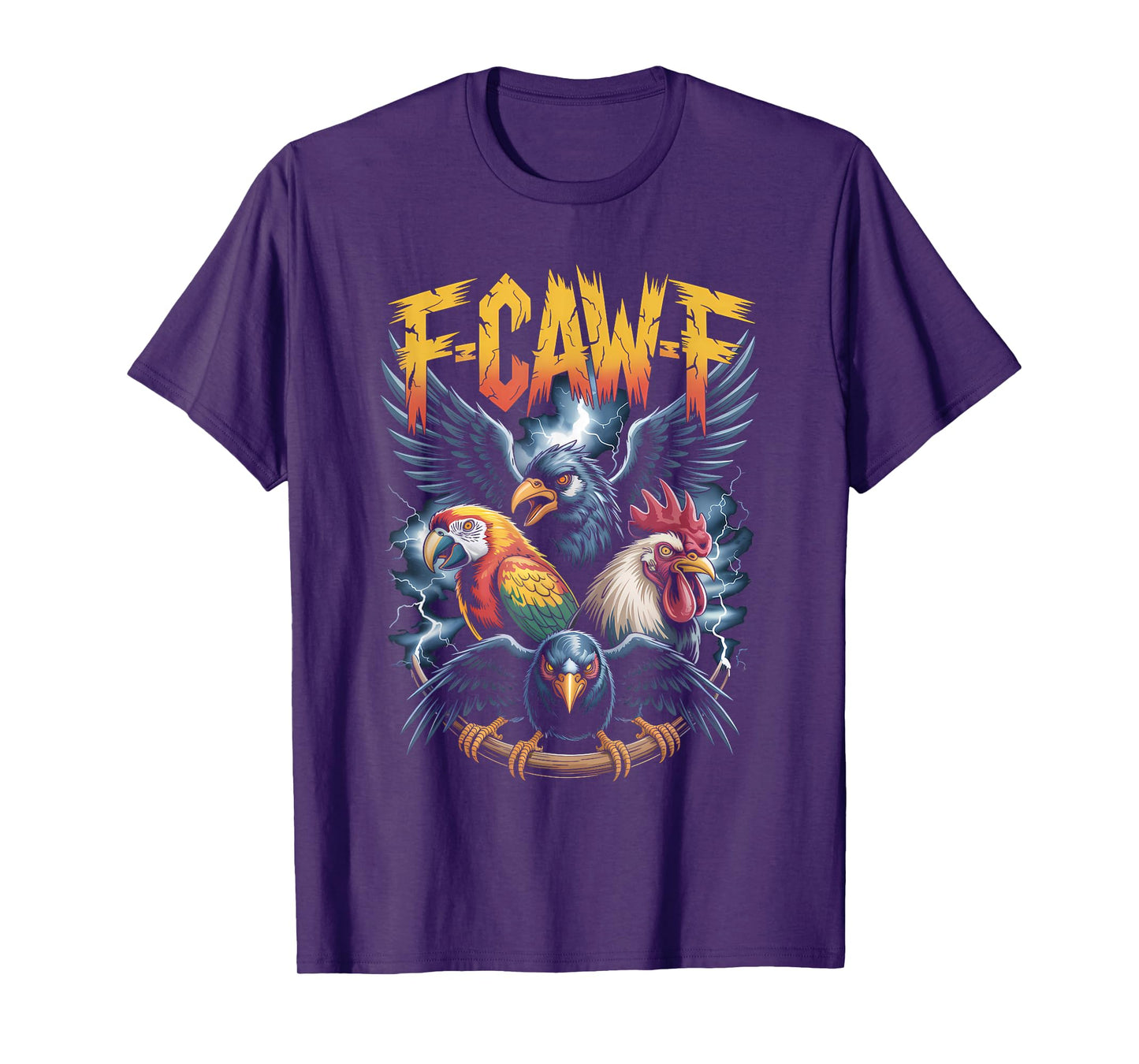 F-CAW-F Funny Gothic Bird Parrot, Crow, Rooster Sound Meme T-Shirt
