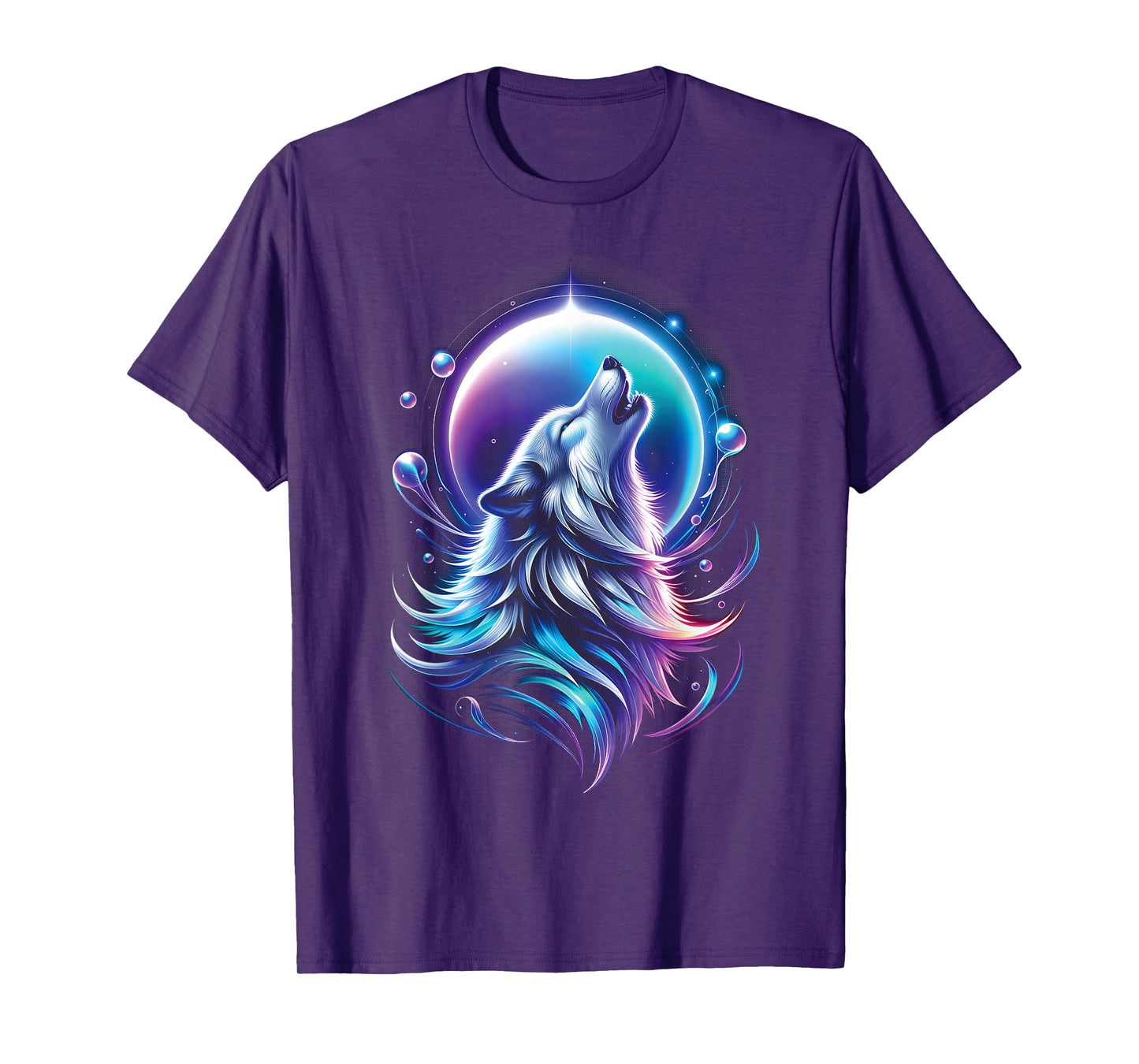 Wolf Forest Moon Vintage Cosmic Howling Wolf Lover Graphic T-Shirt
