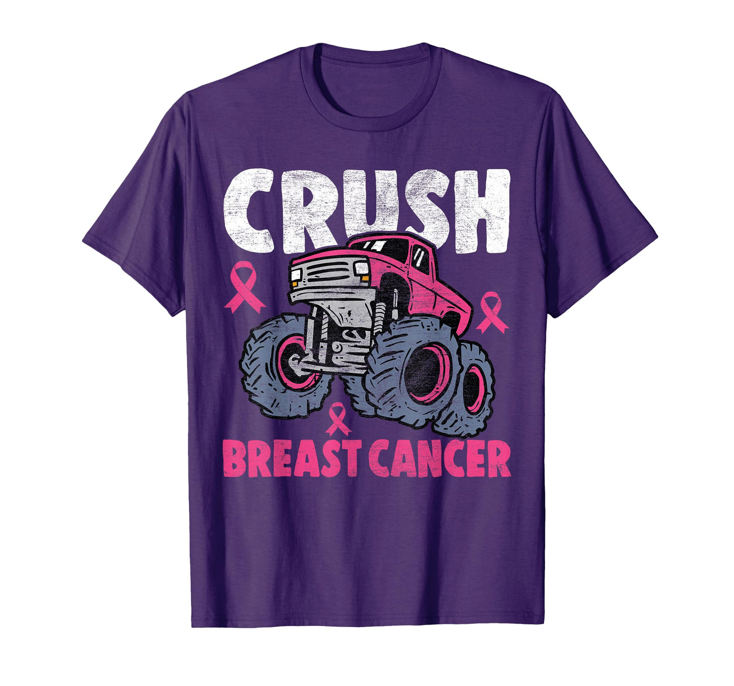 Crush Breast Cancer Awareness Monster Truck kids Boys Girls T-Shirt