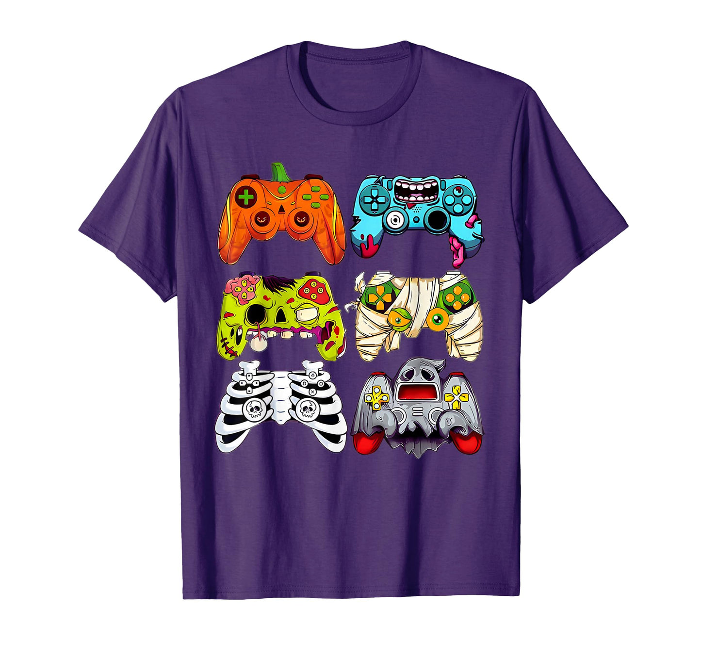 Halloween Skeleton Zombie Gaming Controllers Mummy Boys Kids T-Shirt