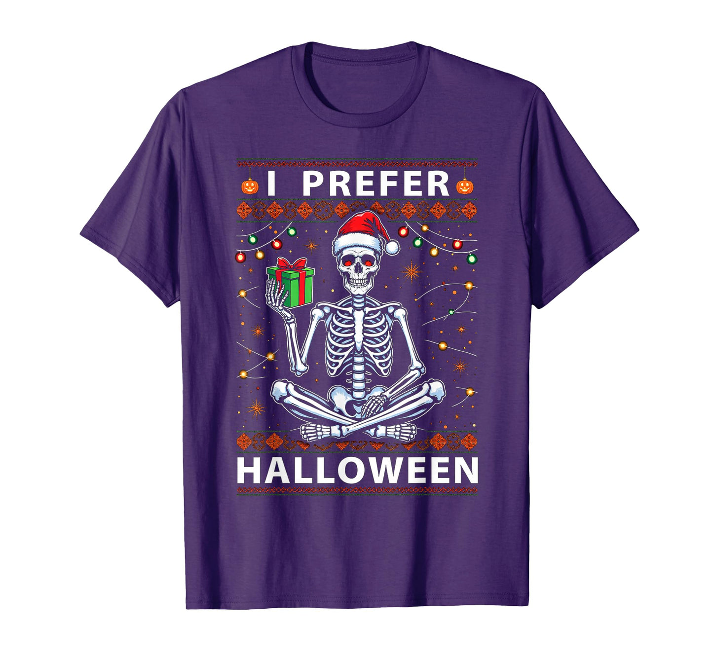 Funny Christmas 2025 Skeleton I Prefer Halloween Ugly Xmas T-Shirt